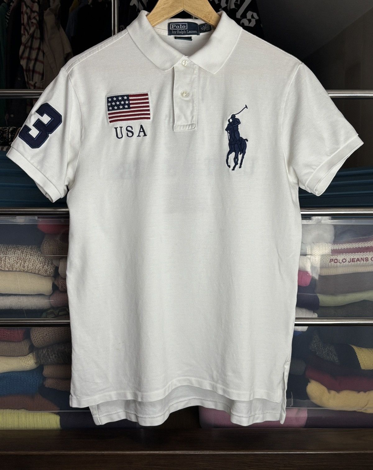 Polo Ralph Lauren USA Flag Big Pony Vintage Hype Polo Shirt