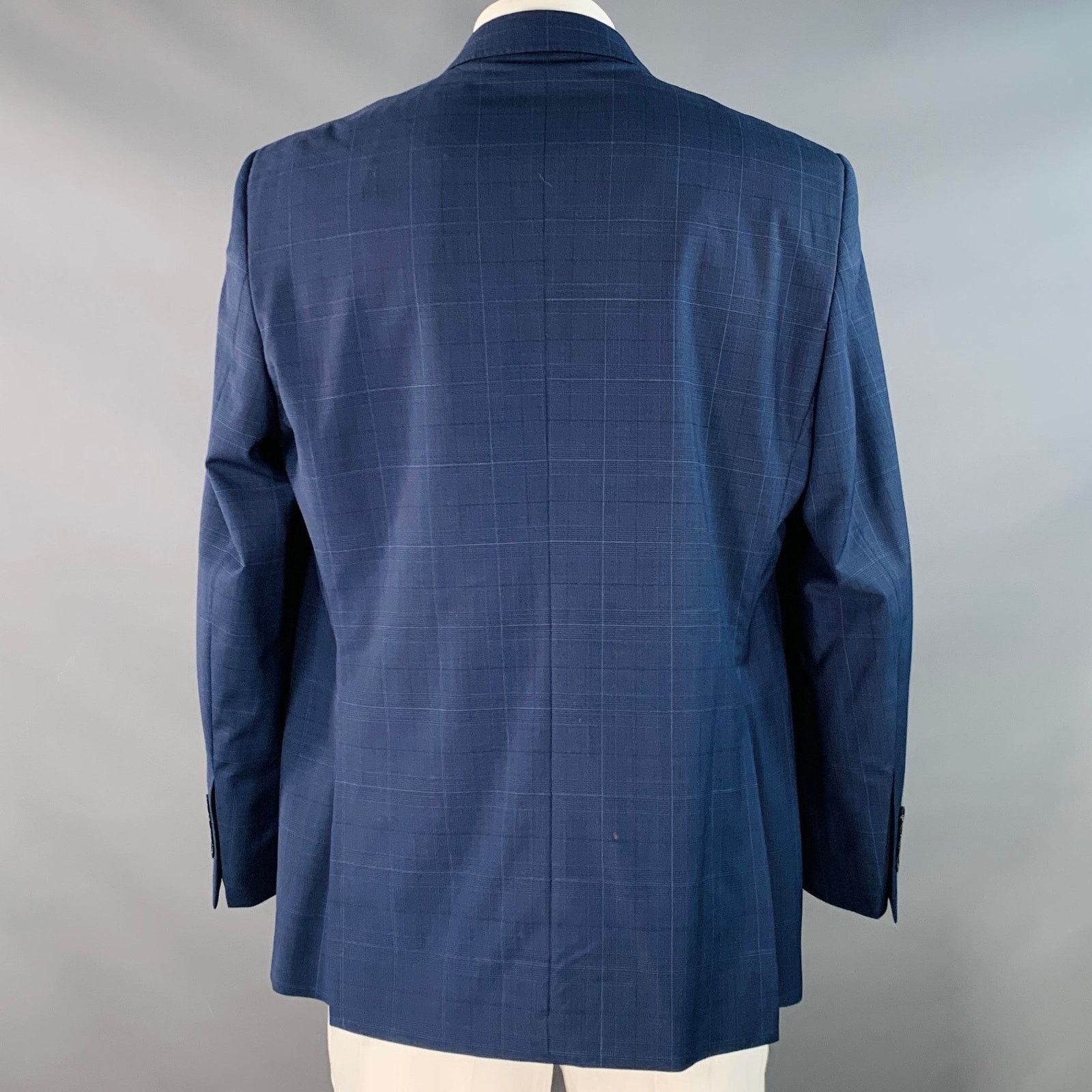 Brooks Brothers Size 48 Navy Blue Plaid Wool Blend Regent Fit Sport Coat Size 48R - 3 Thumbnail