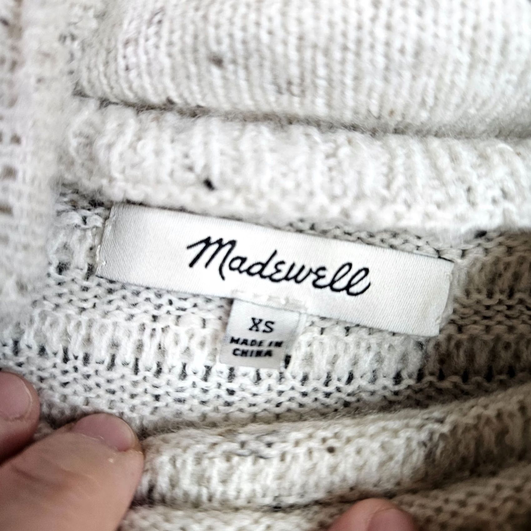 Madewell Madewell Women’s XS Cream Flecked Ribbed Knit Mock Neck Sweater Size XS / US 0-2 / IT 36-38 - 6 Thumbnail