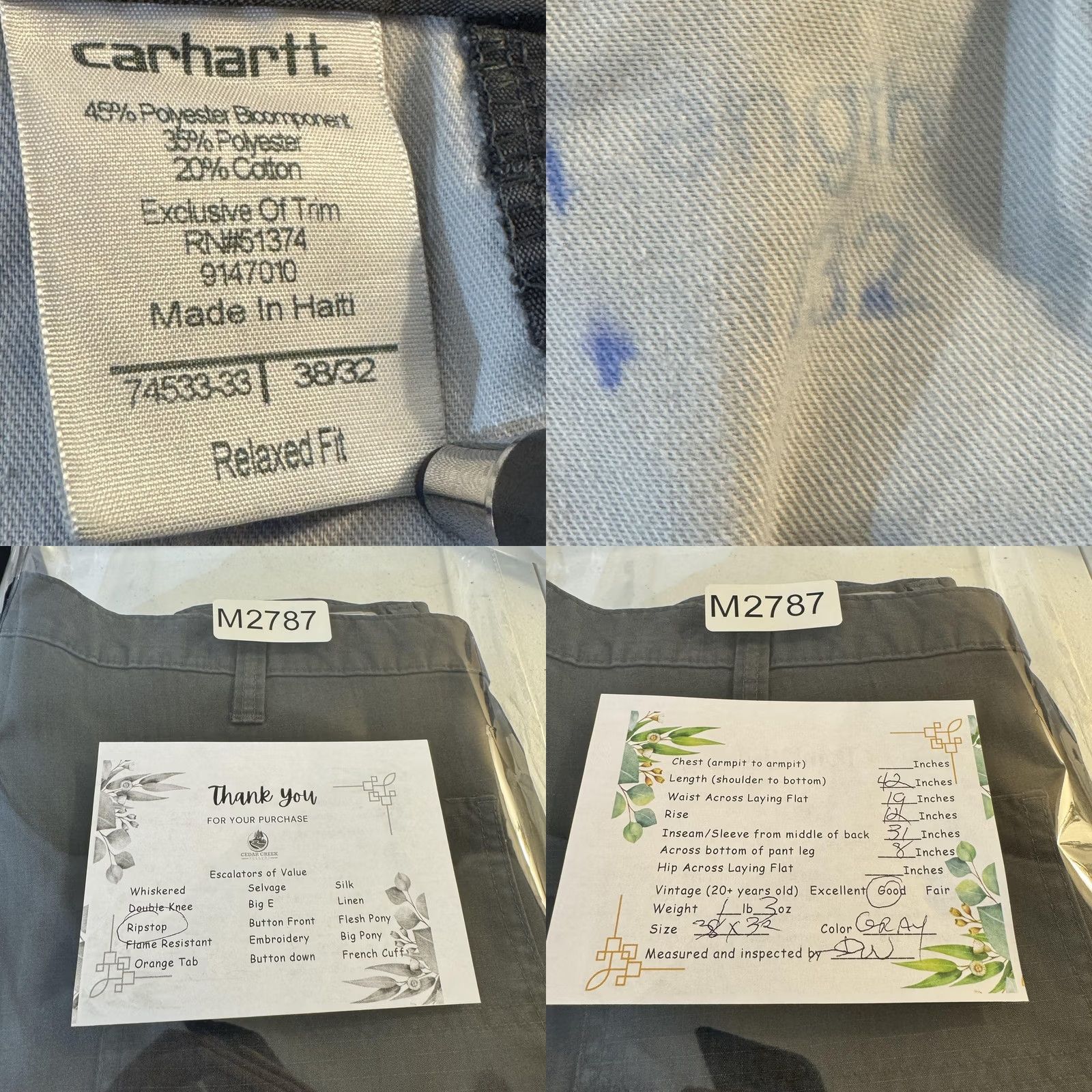 Carhartt Carhartt Pants Mens 38x31 Gray Ripstop Workwear Zip Pocket Relaxed Fit Size US 38 / EU 54 - 8 Thumbnail