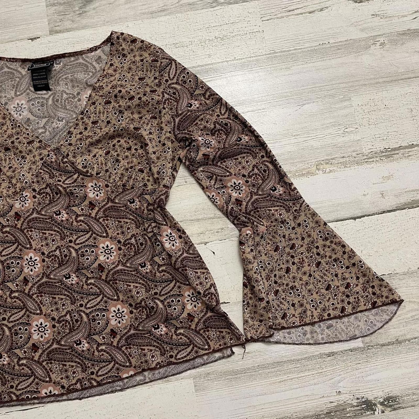 Route 66 Paisley brown indie boho y2k XL long sleeve Size US XL / EU 56 / 4 - 6 Thumbnail