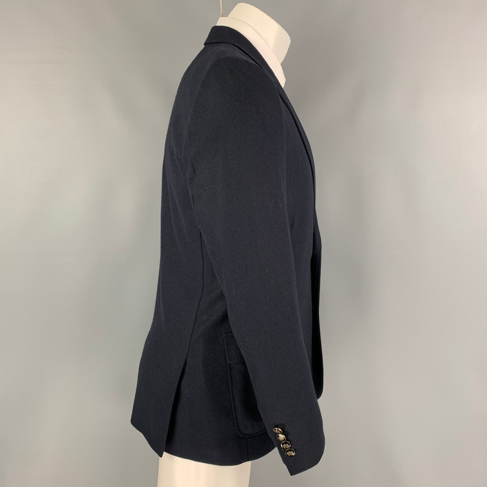 The Kooples THE KOOPLES Size 40 Navy Cashmere Peak Lapel Sport Coat Size 40R - 2 Thumbnail