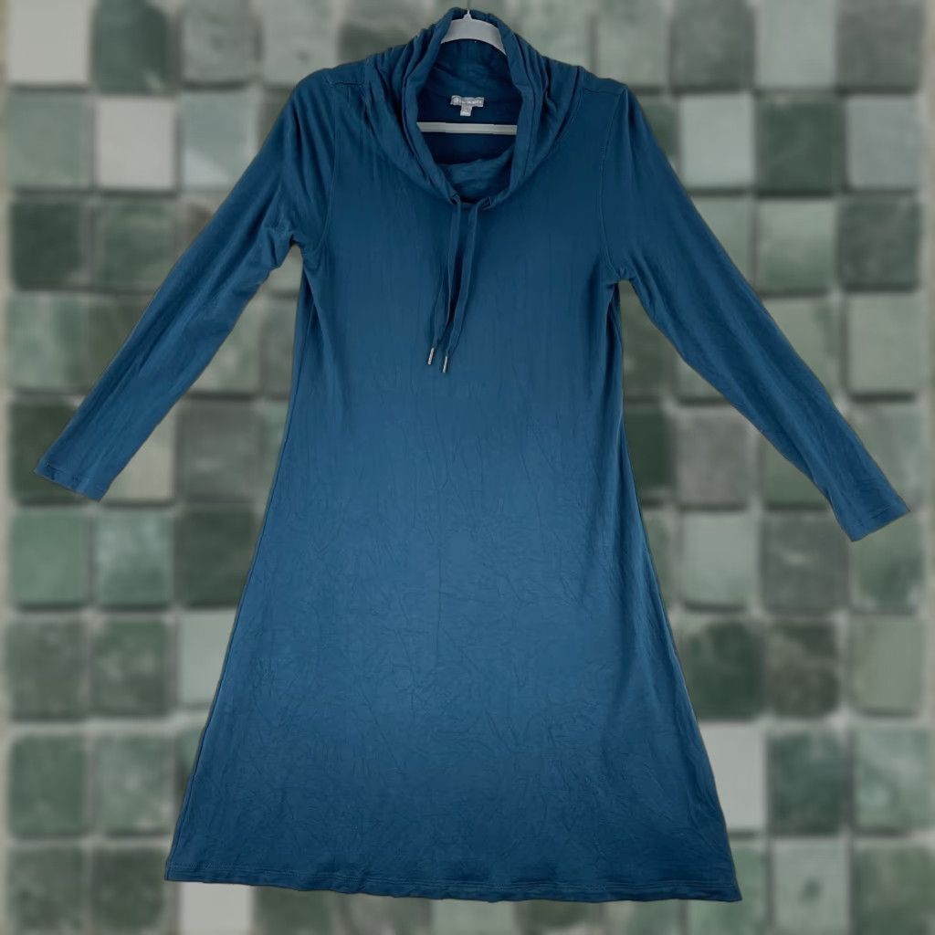 Talbots T by Talbots Dress Womens PM Green Cowl Neck Long Sleeve Pullover Stretch Size M / US 6-8 / IT 42-44 - 1 Thumbnail