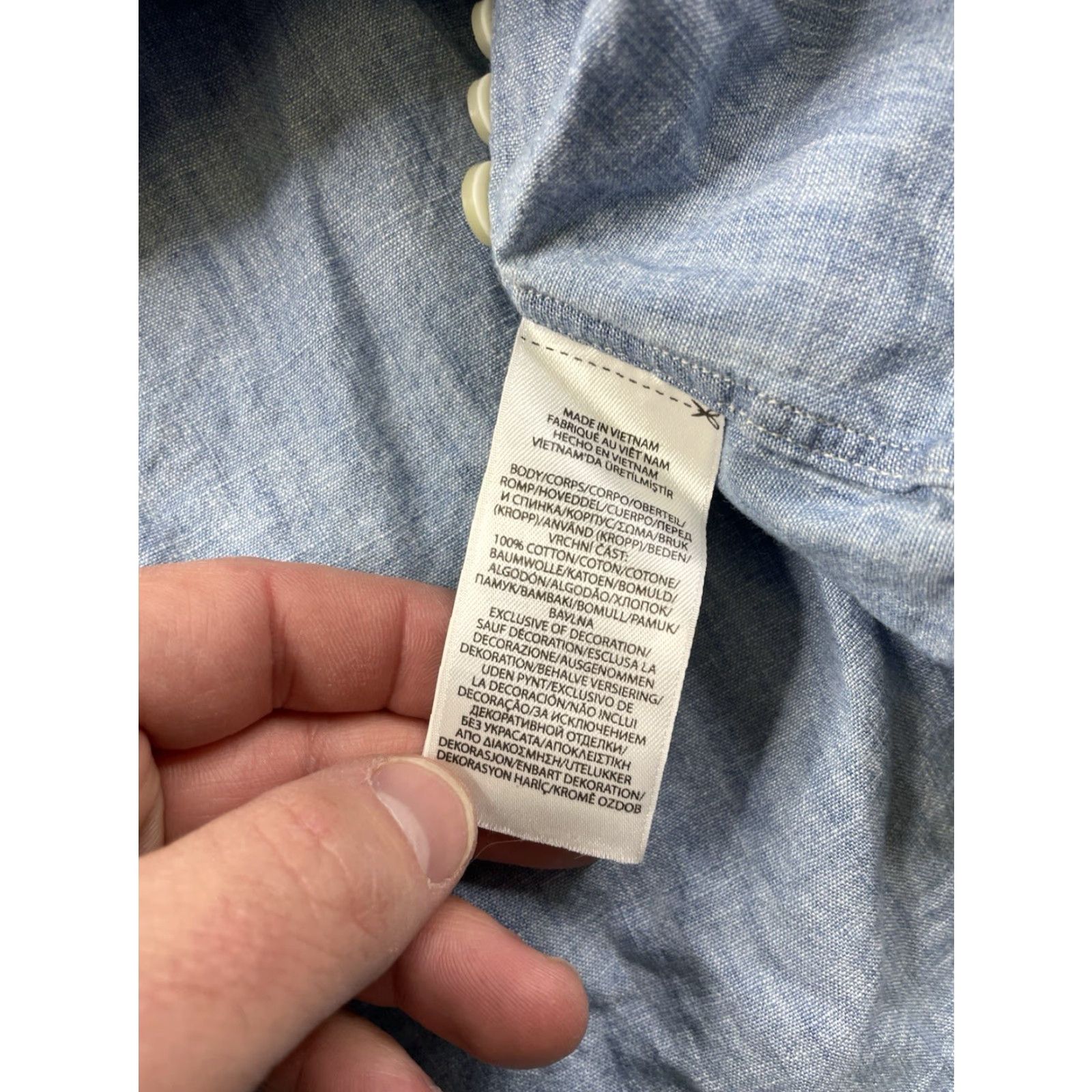 Ralph Lauren VINTAGE Ralph Lauren Polo Shirt Mens 4XLT Big & Tall Chambray Denim Button-Down Long Sleeve Blue Cotton Clothing Shirt Size US XXL / EU 58 / 5 - 7 Thumbnail
