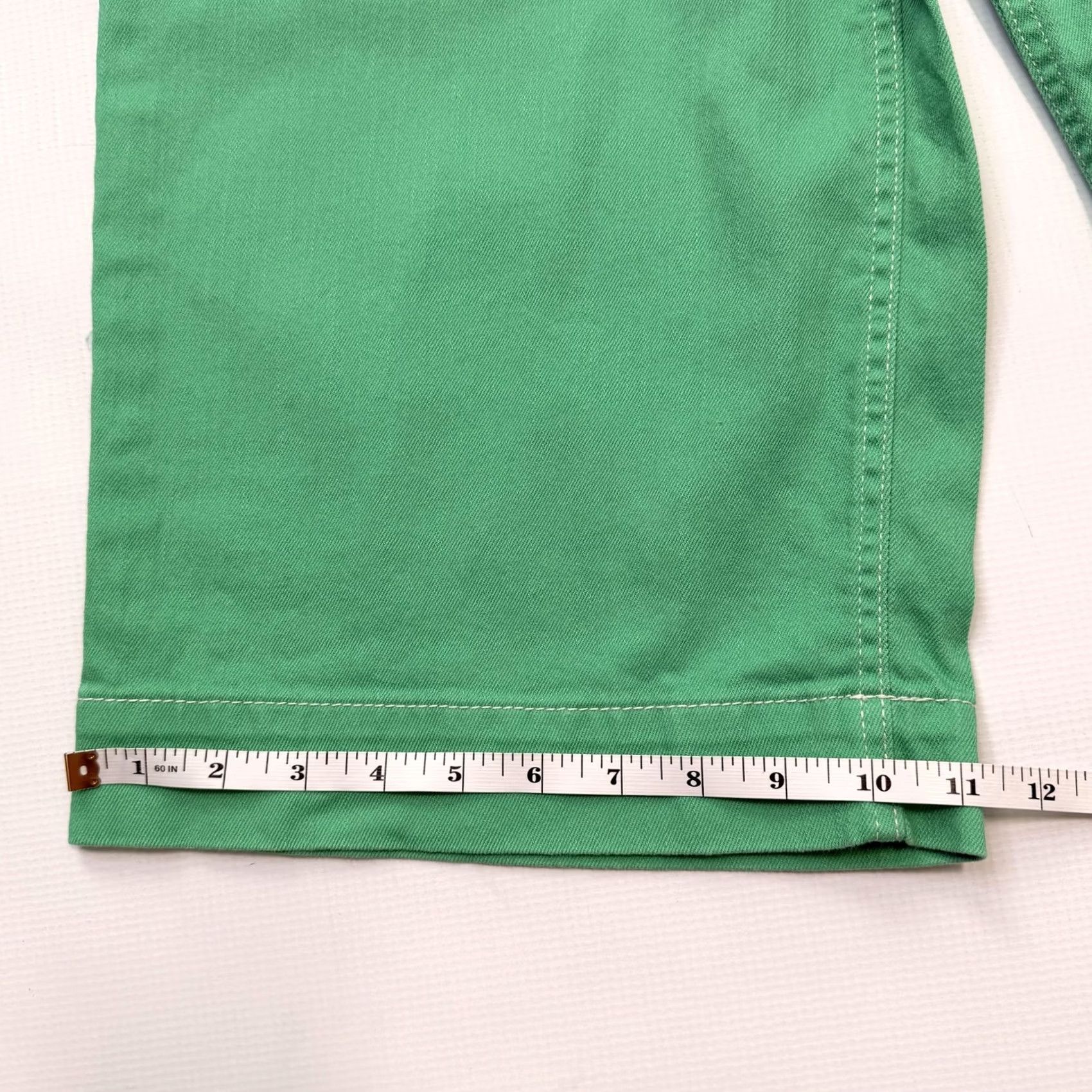 Vintage GB Junior Pants 11 Green Cropped Wide-Leg Belted Twill Pockets Stretch Casual Men/Women? Size 32" / US 10 / IT 46 - 4 Thumbnail
