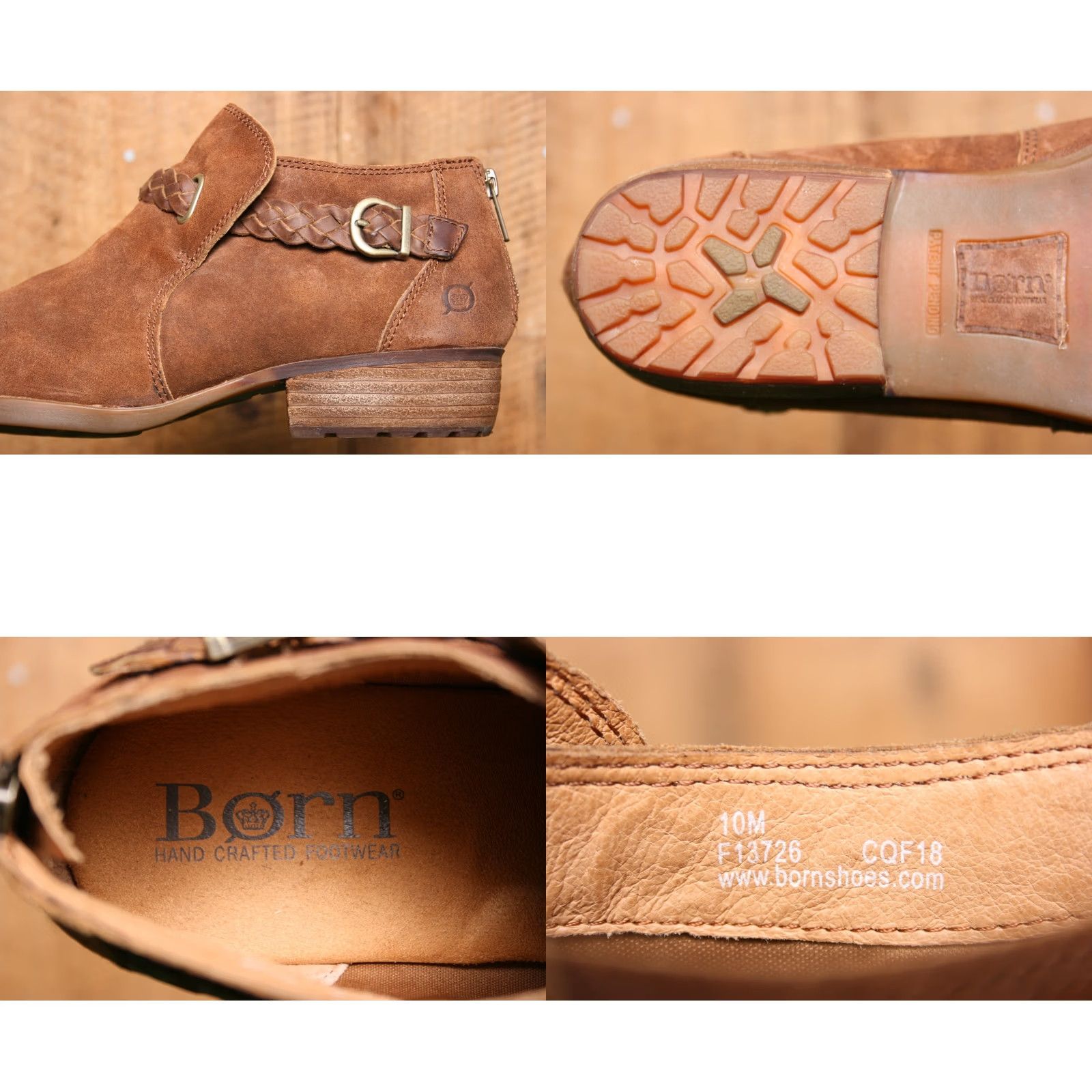Born Børn Sylvia Burnished Suede Bootie Sz. 10M Brown Low Ankle Boots Block Heel Women Shoes Size US 10 / IT 40 - 8 Thumbnail
