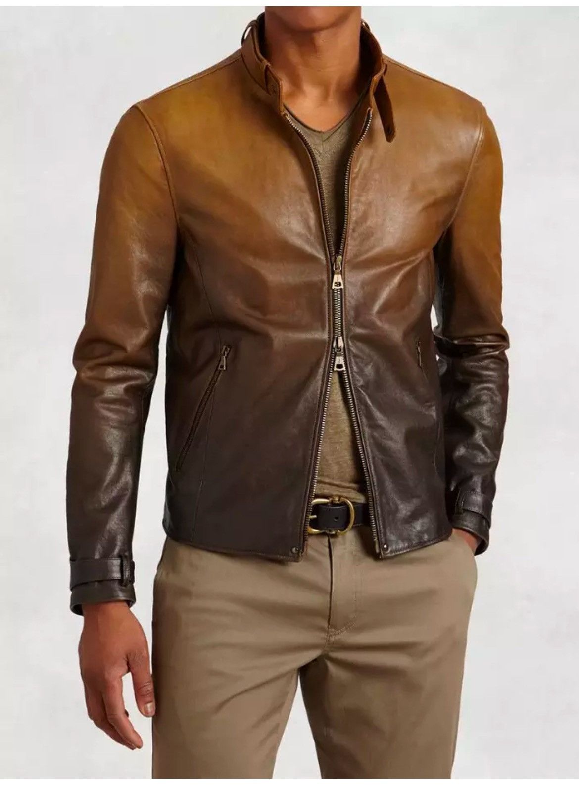 John Varvatos Gradient Lambskin Moto Jacket Size EU 54 USA 44 Size US L / EU 52-54 / 3 - 5 Thumbnail