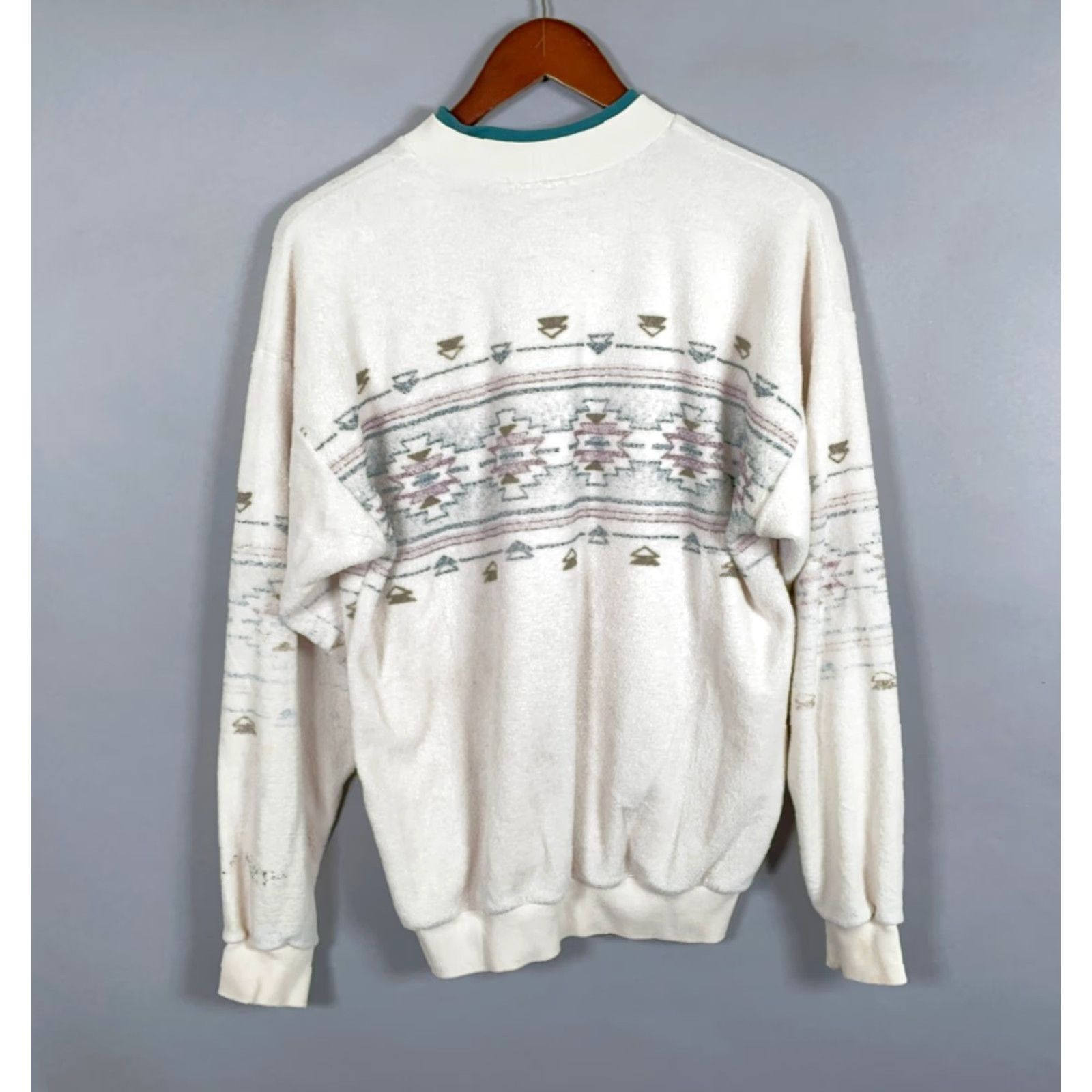 Vintage VINTAGE Art Unlimited Sweatshirt Crew Neck Long Sleeve Women's Medium Ivory Southwestern Geometric 90s Tribal Fall Winter Size M / US 6-8 / IT 42-44 - 2 Thumbnail