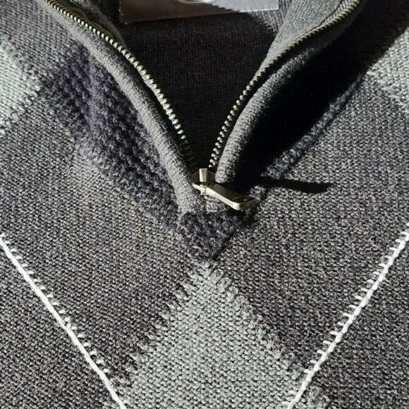 BKE BKE Argyle Grey Print Standard Fit 1/4 Zip LS Pullover Sz XL Size US XL / EU 56 / 4 - 7 Thumbnail