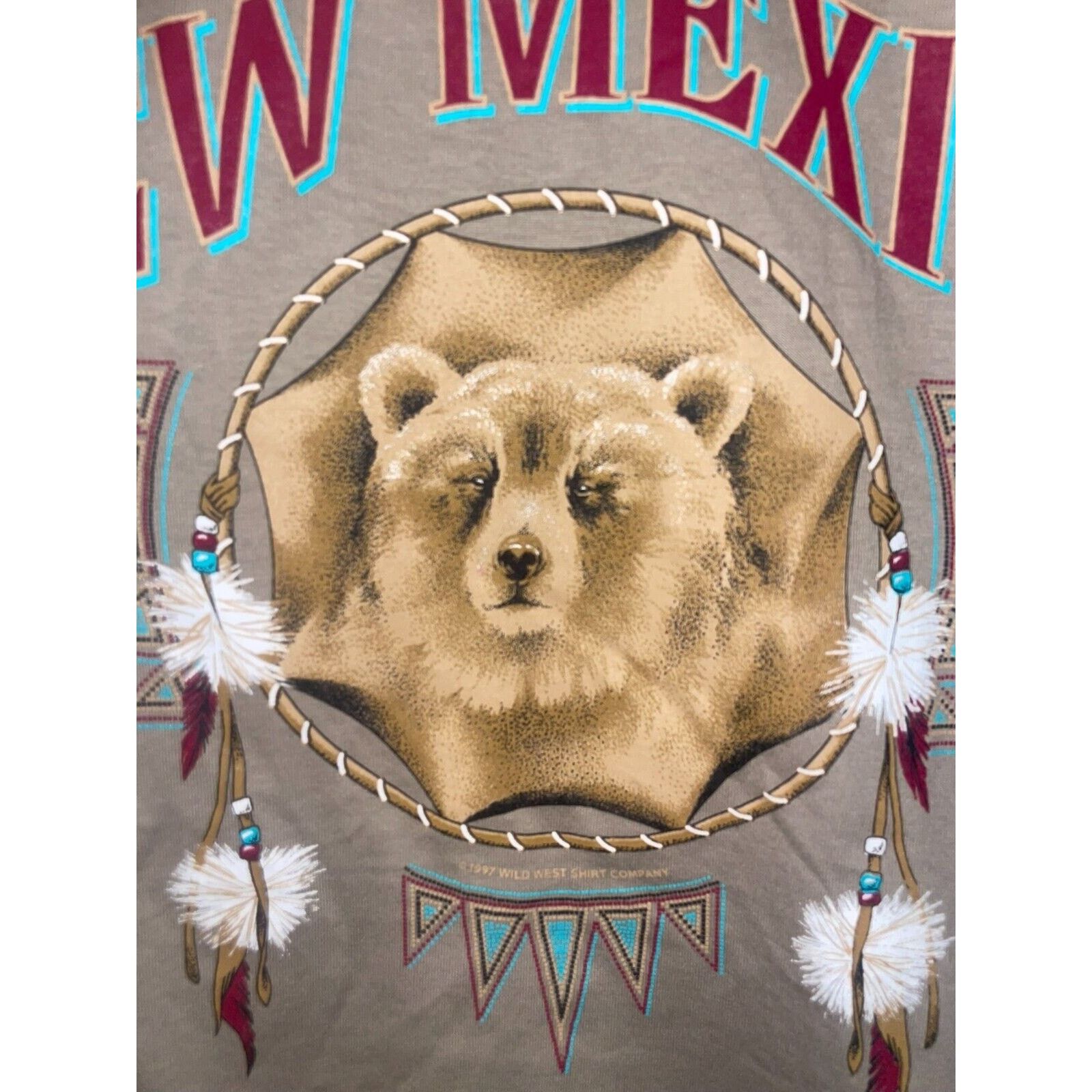 Jerzees Vintage New Mexico Shirt Jerzees Bear Animal Brown 90s VTG L Size US L / EU 52-54 / 3 - 3 Thumbnail
