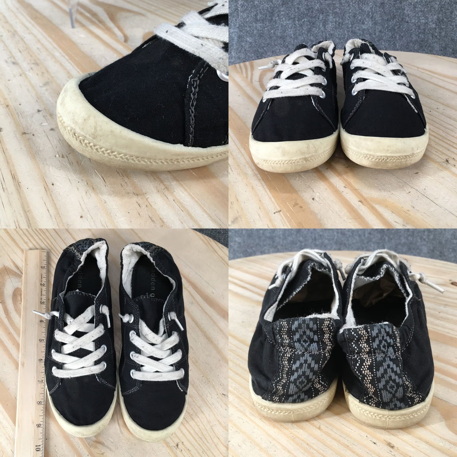 Vintage Madden Girl Baailey Shoes Womens 6 Casual Low Top Sneakers Black Fabric Lace Up Size M / US 6-8 / IT 42-44 - 8 Thumbnail