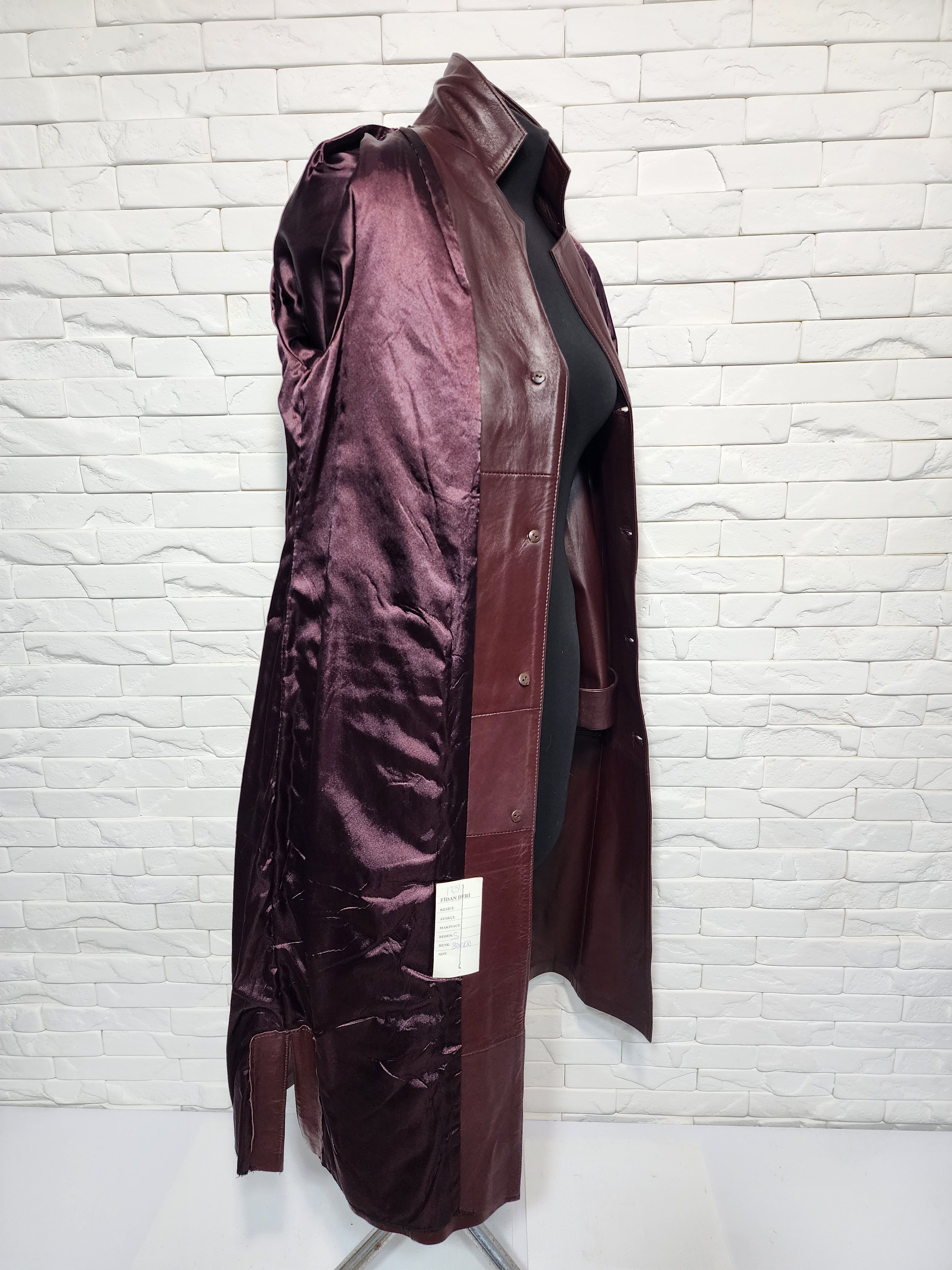 Designer Women's Long Genuine Leather Jacket Size S / US 4 / IT 40 - 7 Thumbnail