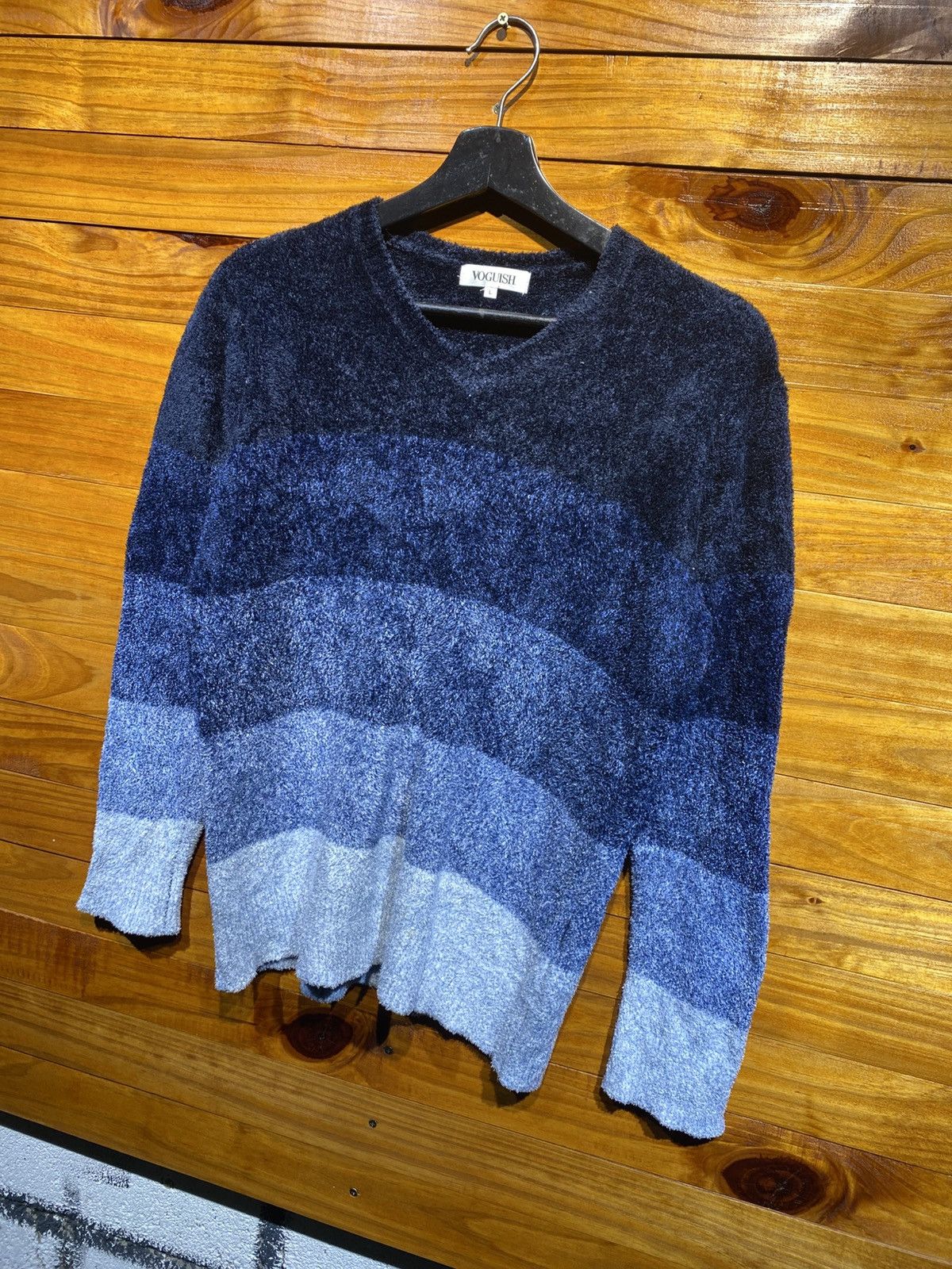 Japanese Brand Vintage Voguish Striped Sweater – Blue Ombre Knitwear Size M / US 6-8 / IT 42-44 - 3 Thumbnail