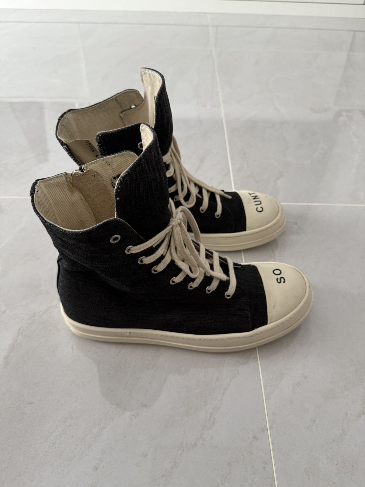 Rick Owens Drkshdw Rick Owens Drkshdw „So Cunt“ Hightop Ramones Sz.44 Size US 11 / EU 44 - 5 Thumbnail