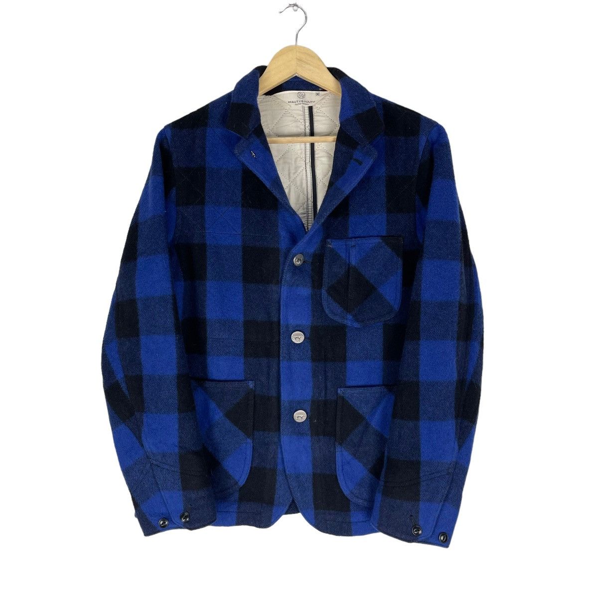 ❄️UNITED ARROWS WOOL BLUE TARTAN FLANNEL JACKET LIKE FILSON