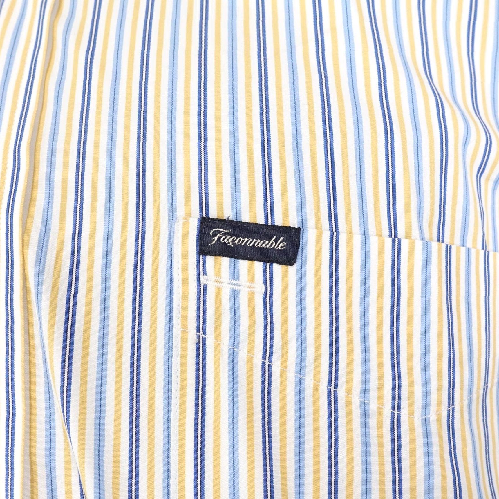 Faconnable Faconnable Shirt XL Yellow Striped Button Down Short Sleeve Casual Mens Size US XL / EU 56 / 4 - 3 Thumbnail
