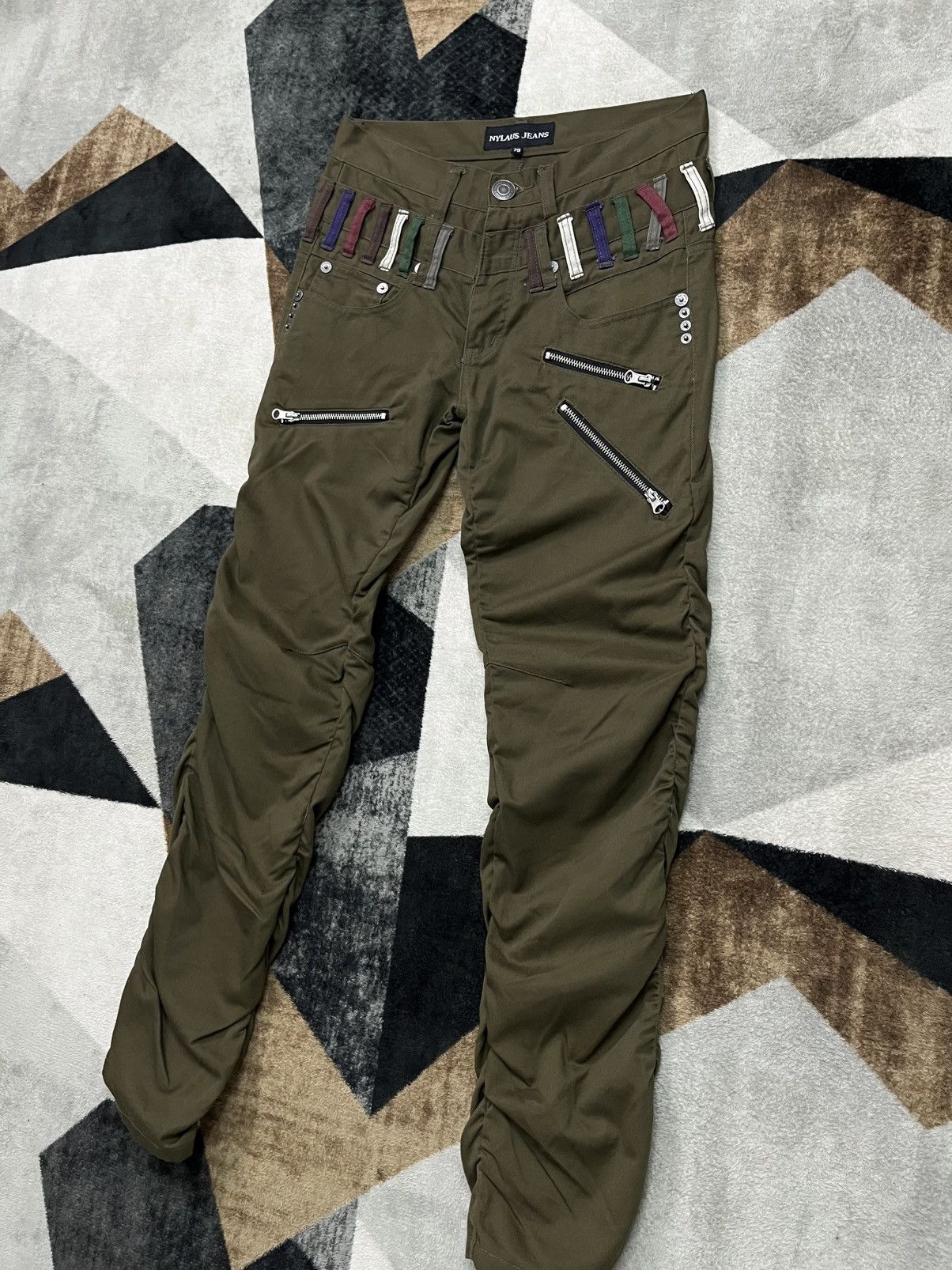 Hysteric Glamour Y2K Nylaus Double Waist Twisted Leg Green Pants Cotton Size US 30 / EU 46 - 3 Thumbnail