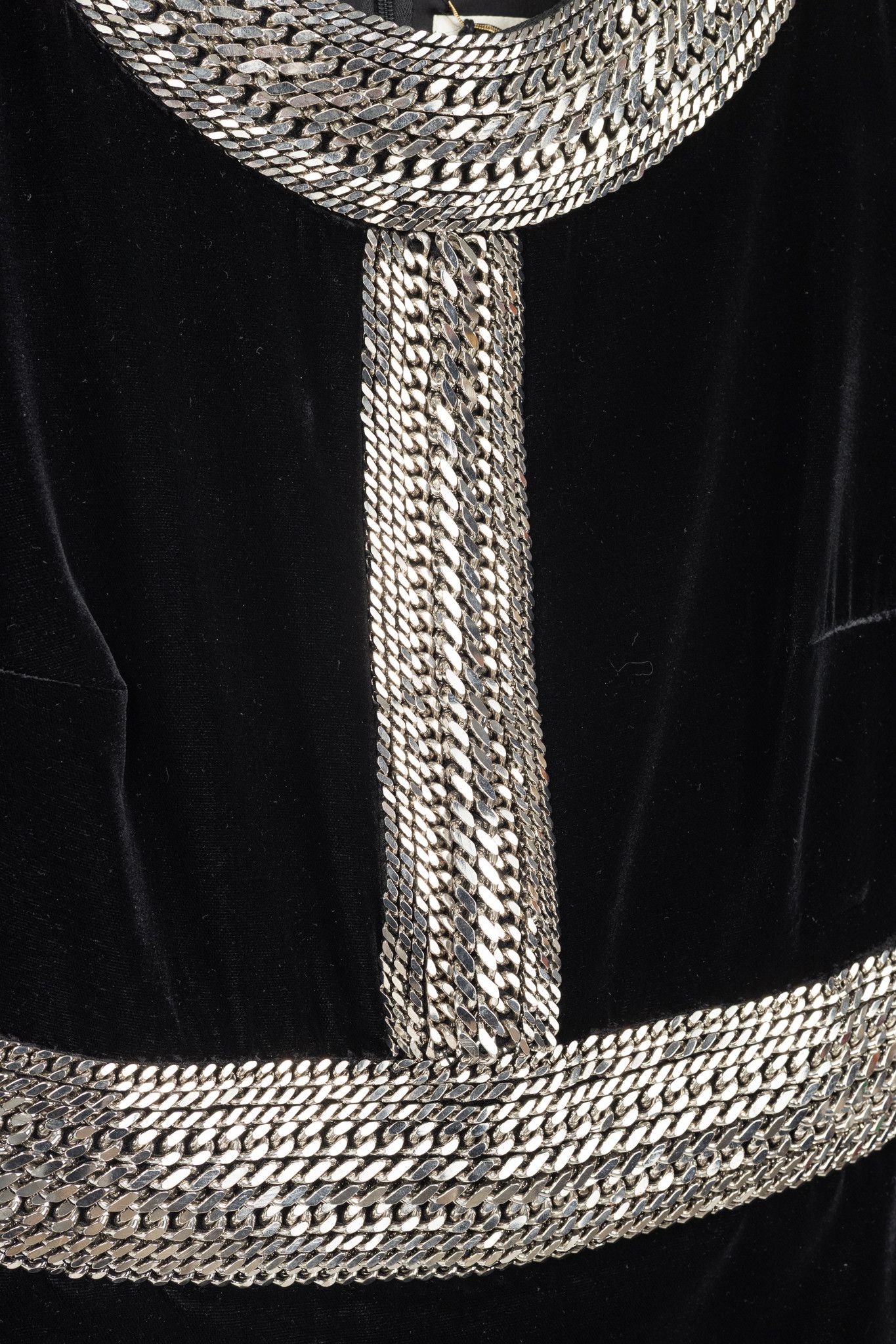 Saint Laurent Paris Saint Laurent AW14 Runway Velvet Chain-Embellished Minidress Size S / US 4 / IT 40 - 7 Thumbnail
