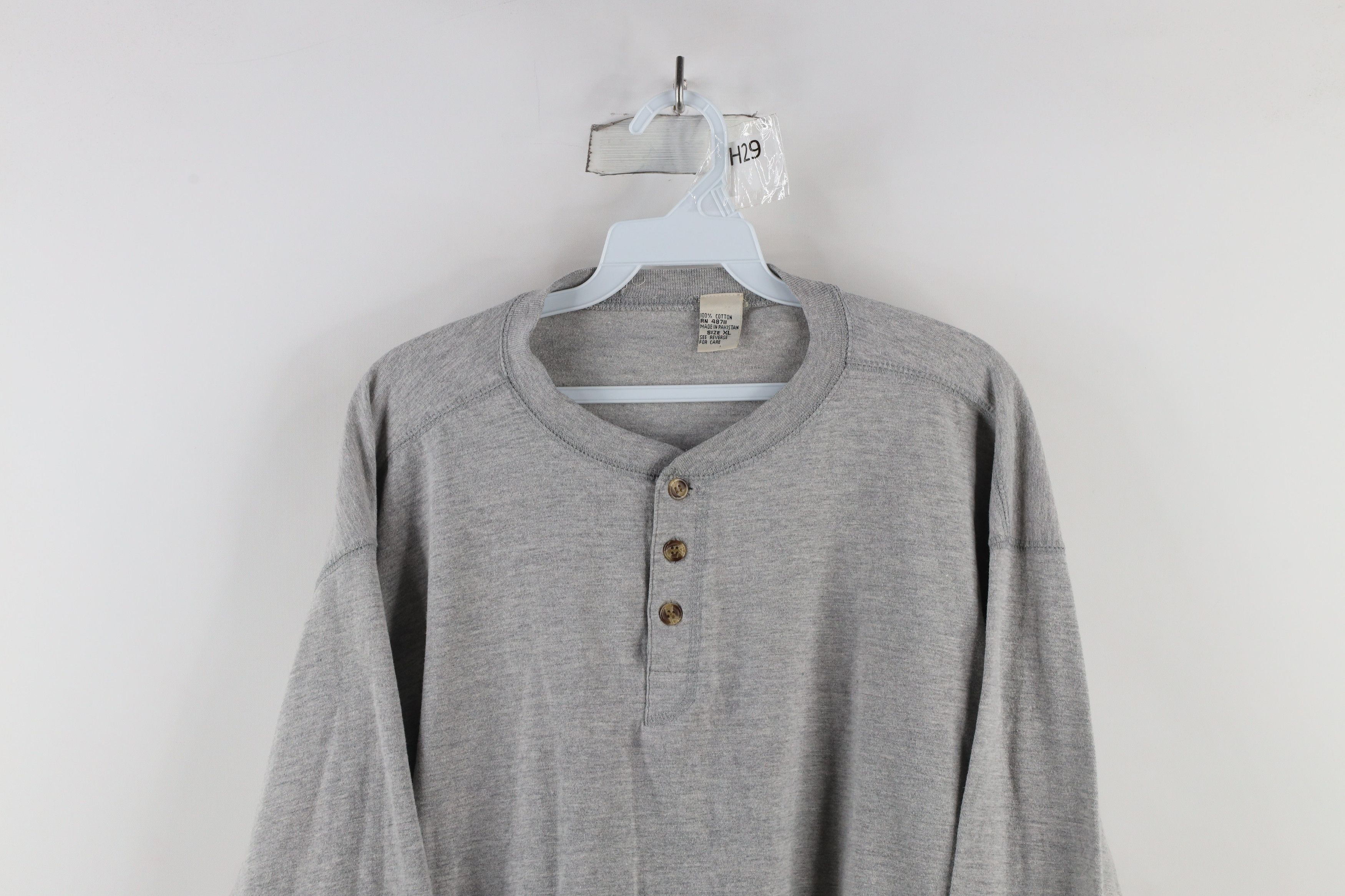 Vintage Vintage 90s Streetwear Long Sleeve Henley T-Shirt Gray Size US XL / EU 56 / 4 - 2 Thumbnail