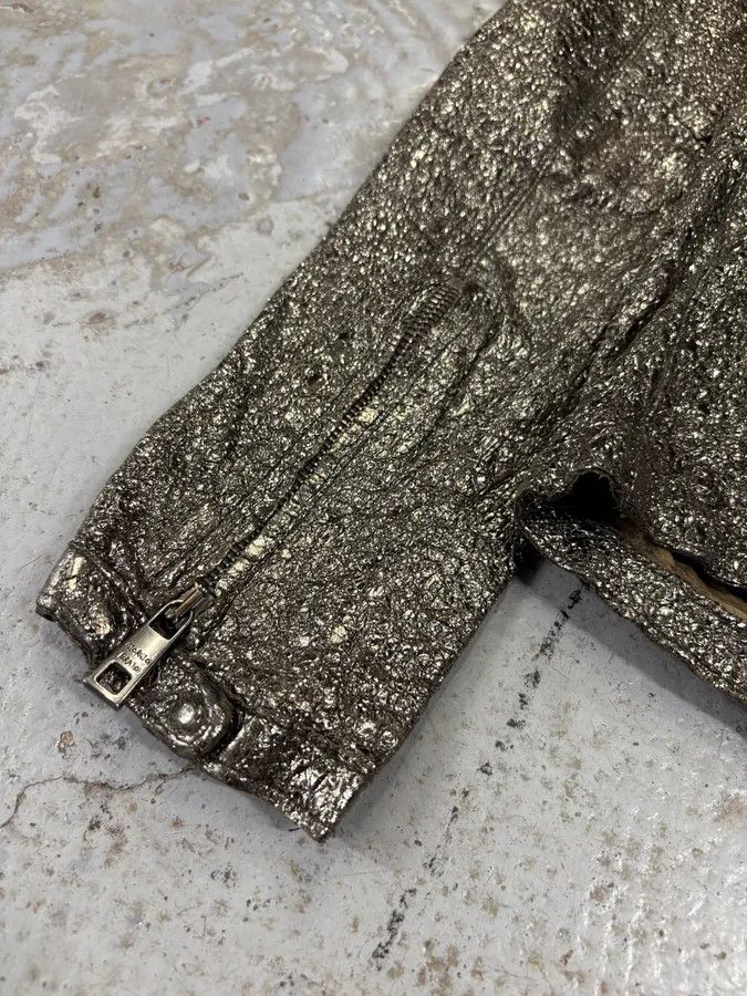 Giorgio Brato Giorgio Brato Silver Leather Crackle Biker Jacket Size XS / US 0-2 / IT 36-38 - 9 Thumbnail