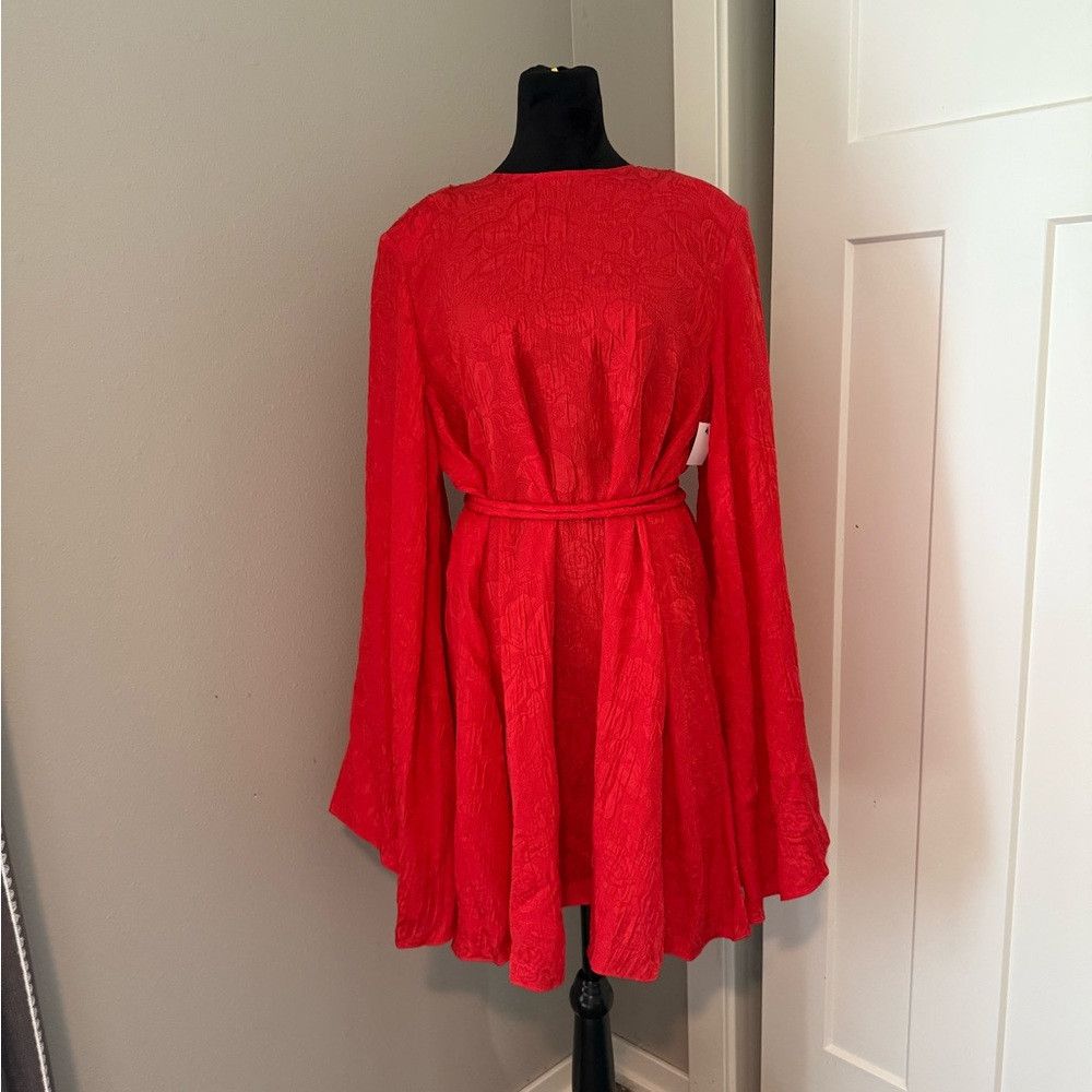 Stella McCartney New | STELLA MCCARTNEY Delia Floral Embossed Silk Dress Red Size M / US 6-8 / IT 42-44 - 4 Thumbnail