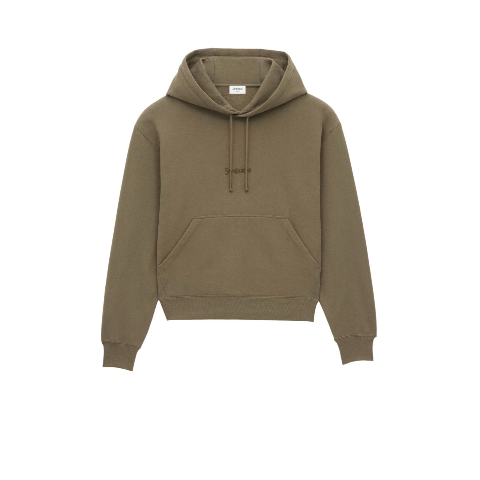 Saint Laurent $1190 Kaki Cotton Hoodie New And Authentic (Me