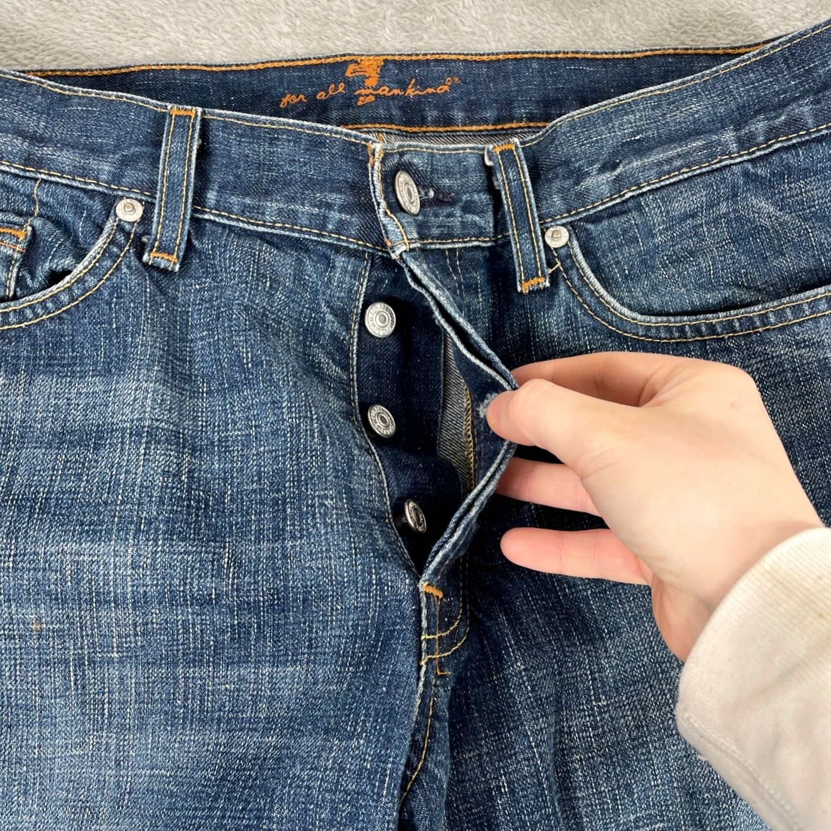 7 For All Mankind 7 For All Mankind Jeans Mens 34x29 Blue Straight Leg Denim Button Fly Y2K Size US 34 / EU 50 - 5 Thumbnail