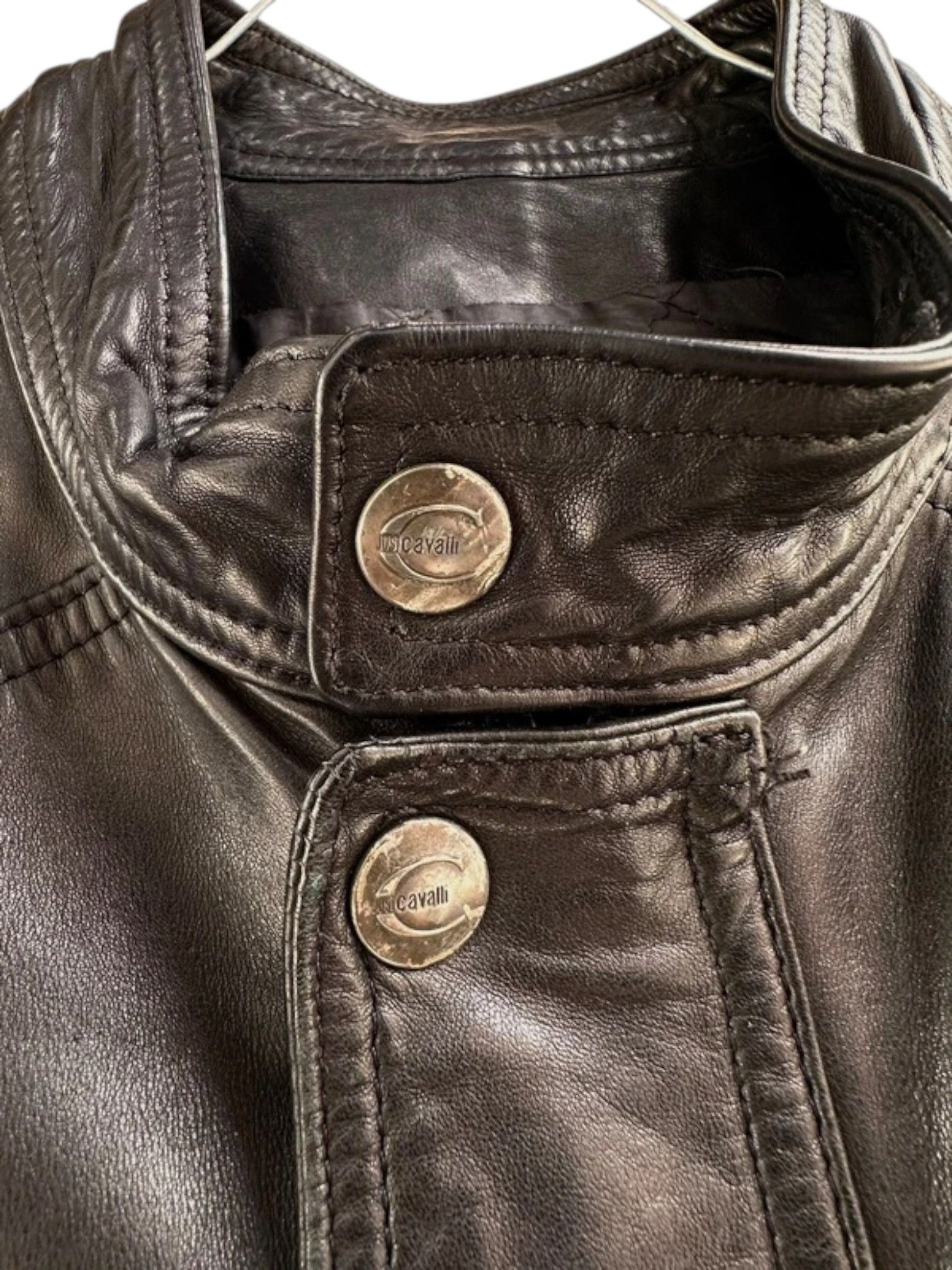 Just Cavalli Just Cavalli Paneled Moto Leather Jacket Size US L / EU 52-54 / 3 - 2 Thumbnail