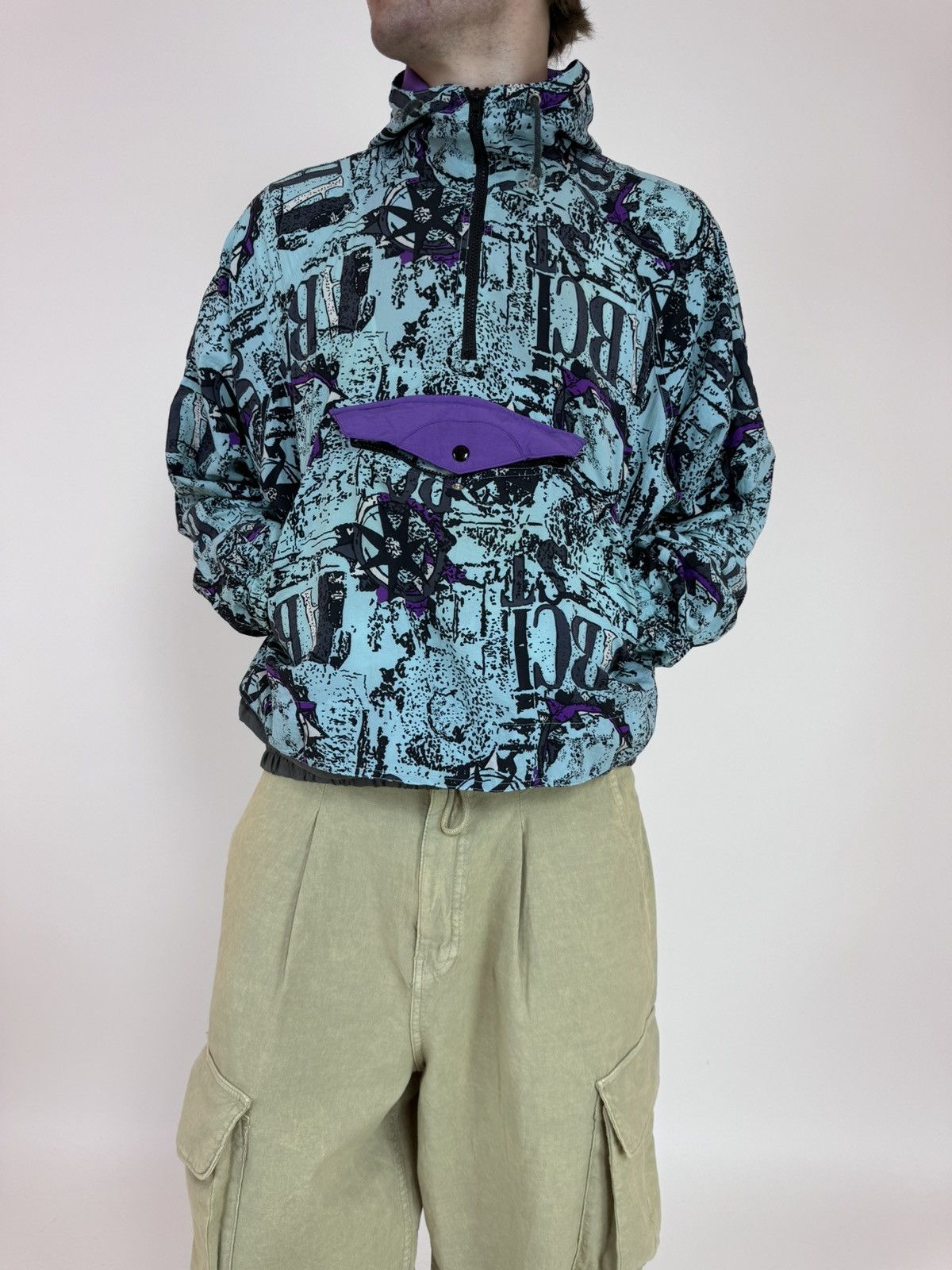 Vintage Active Swiss Design multicolour jacket 1/4 zip anorak Size US L / EU 52-54 / 3 - 5 Thumbnail
