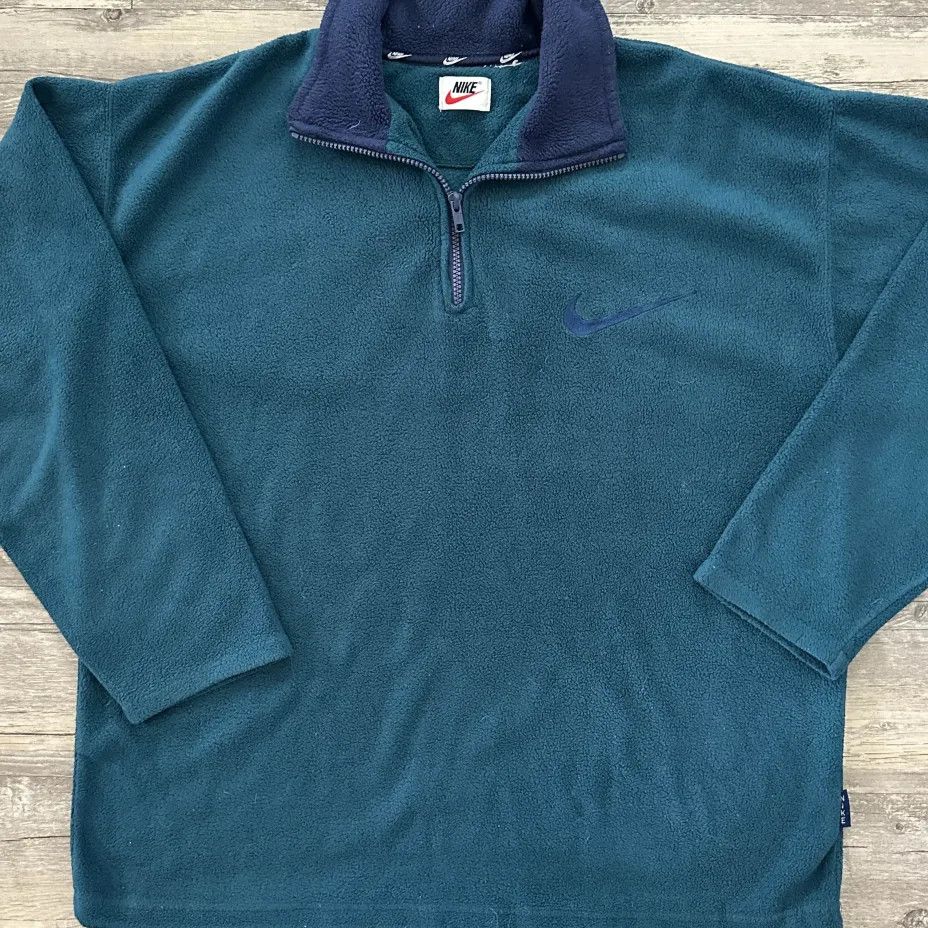 Nike Vintage 90s Nike Swoosh Fleece 1/4 Zip Sweatshirt Size US XL / EU 56 / 4 - 2 Thumbnail