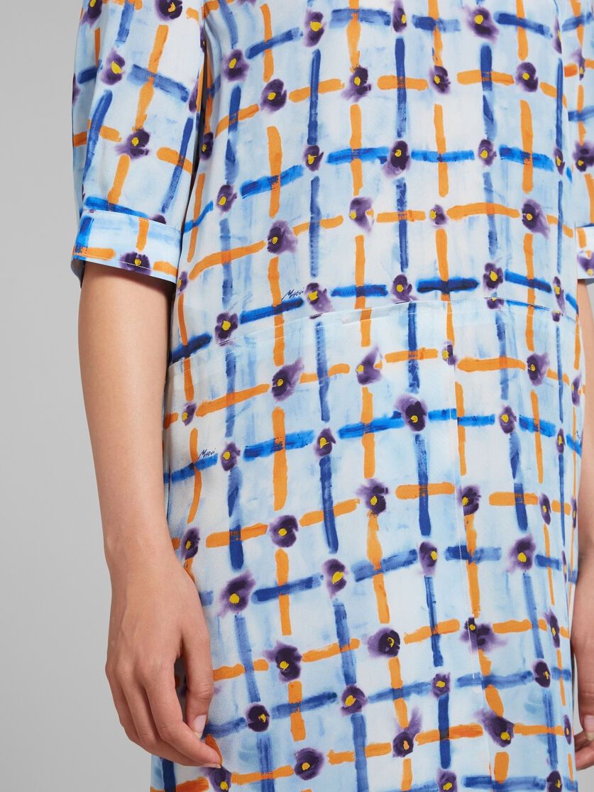 Marni o1w1db10125 Floral Print Asymmetric Midi Dress in Blue Size S / US 4 / IT 40 - 6 Thumbnail