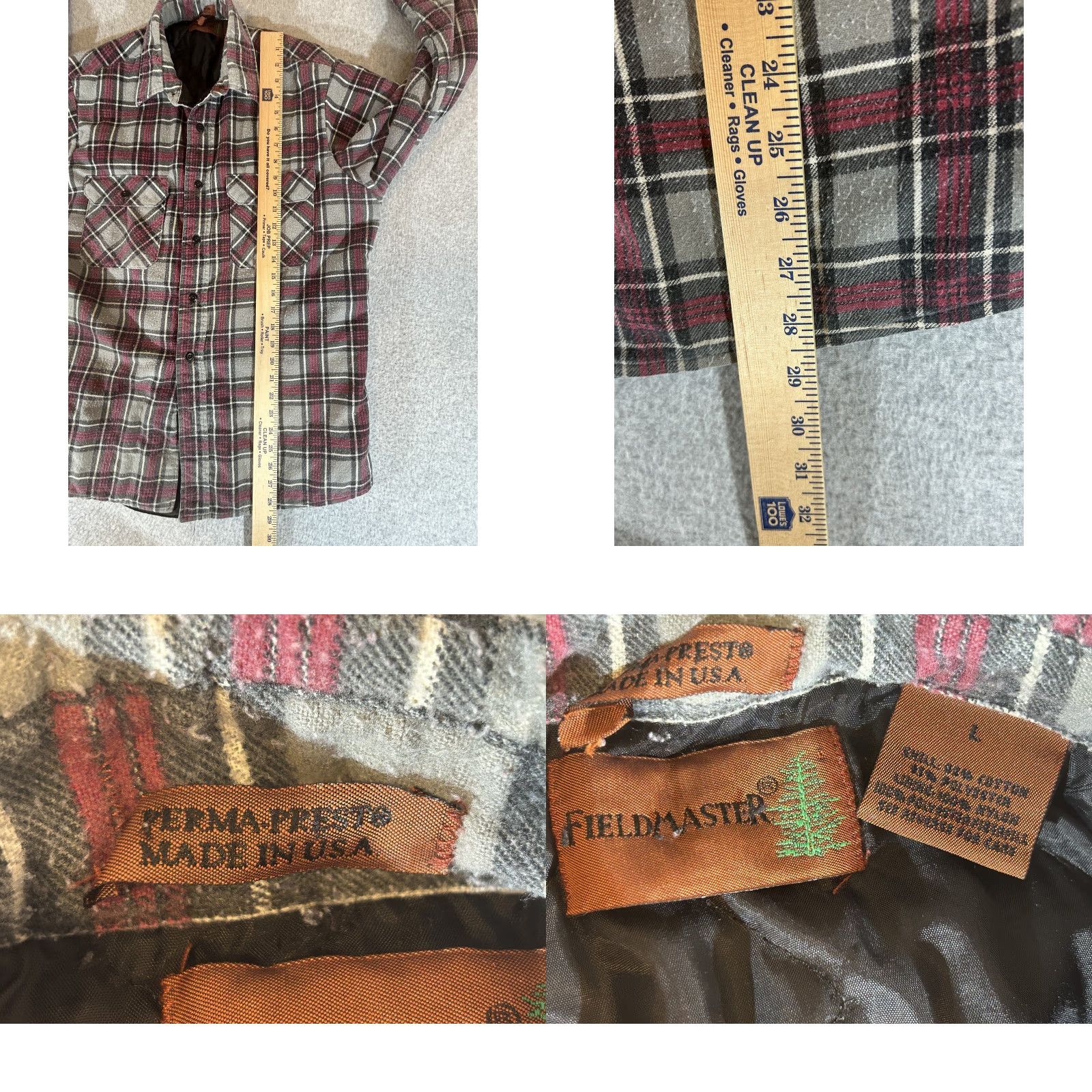 Vintage VINTAGE Fieldmaster Quilted Flannel Shirt Jacket Shacket Mens Large Gray Plaid Workwear Clothing Shirt/Coat Mens L Size US L / EU 52-54 / 3 - 8 Thumbnail