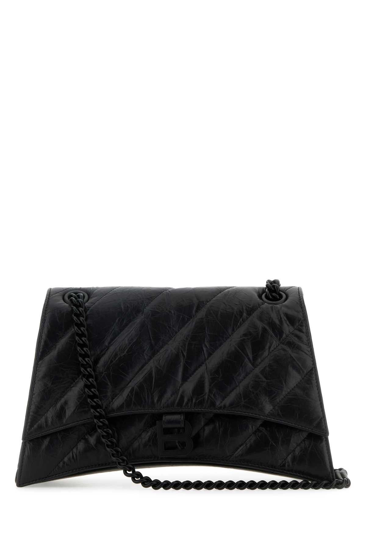 Balenciaga Black Leather Medium Crush Shoulder Bag Size ONE SIZE - 1 Thumbnail