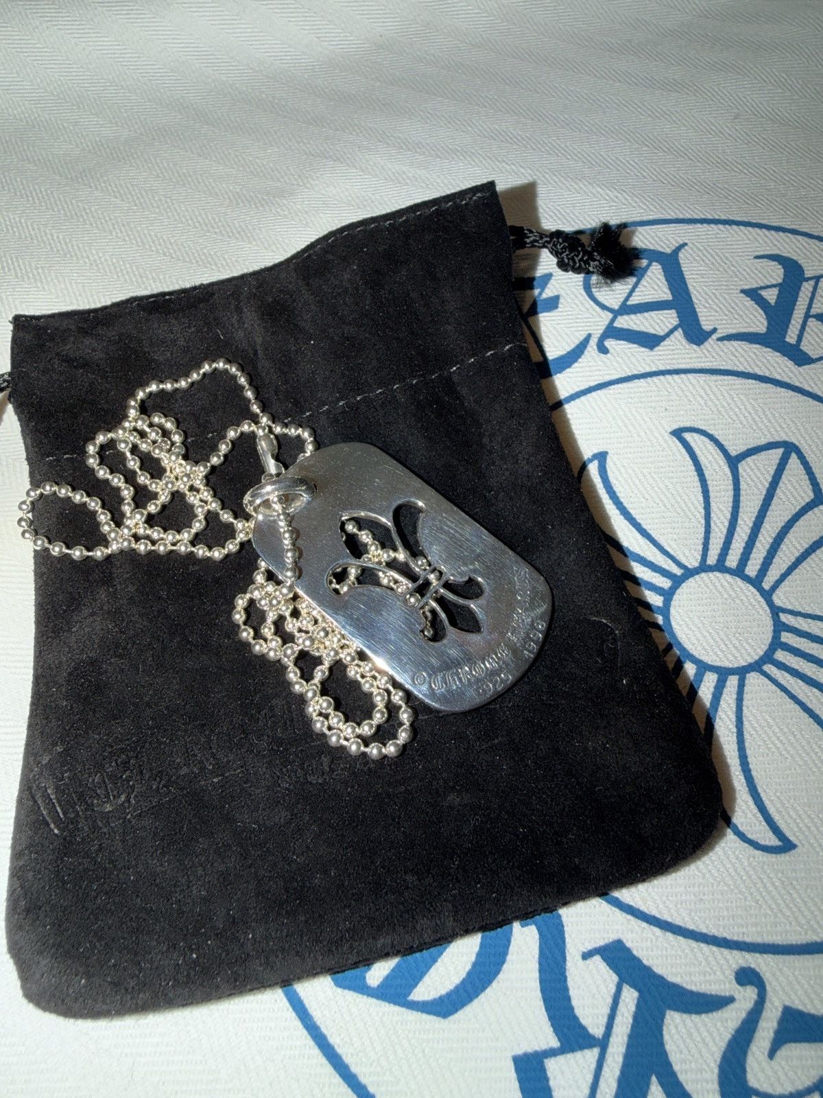 Chrome Hearts Fleur Cut Out Dog Tag Pendant on Ball Chain Necklace Size ONE SIZE - 9 Thumbnail