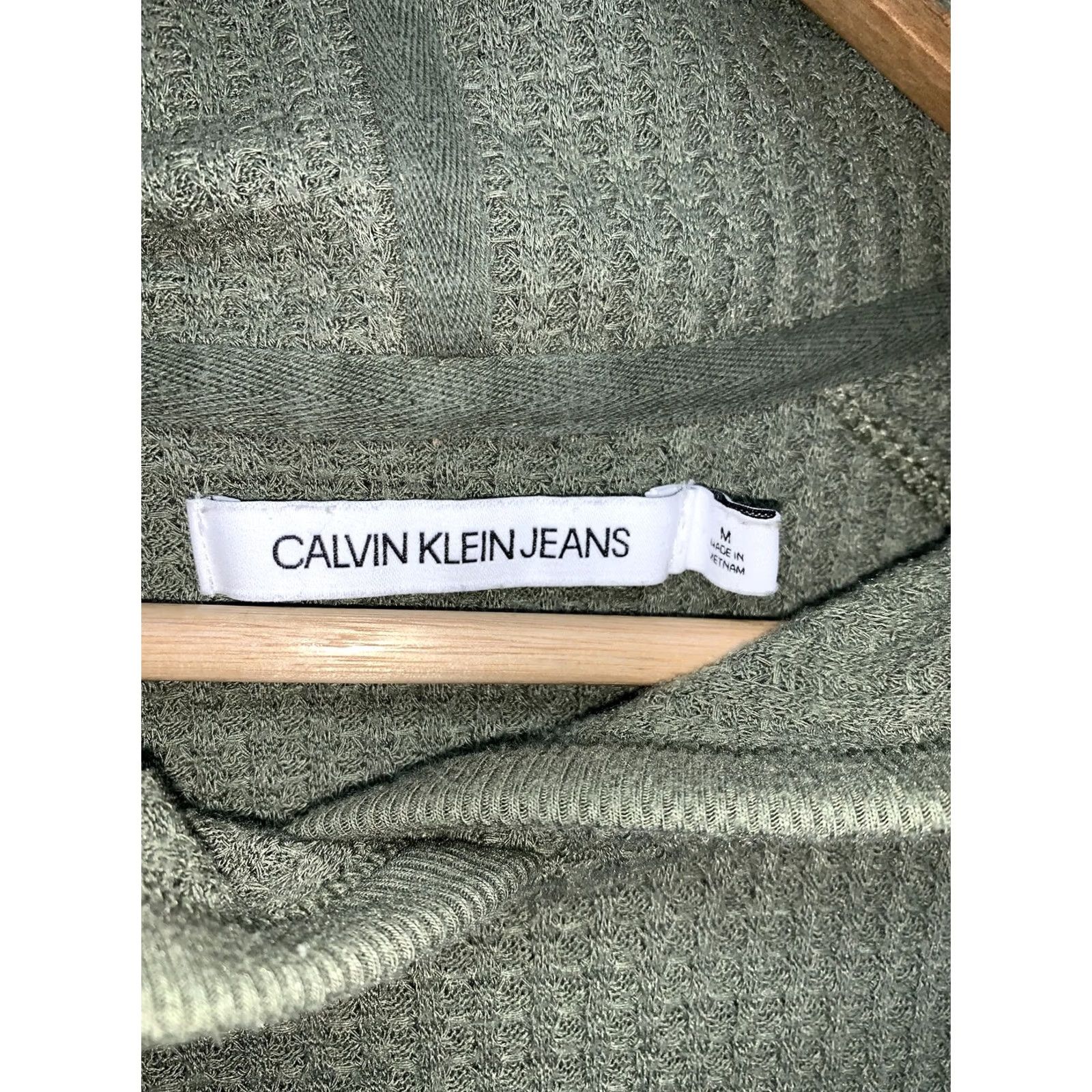 Calvin Klein VINTAGE Calvin Klein Jeans Green Waffle Print Hoodie Women M-3852 Size M / US 6-8 / IT 42-44 - 2 Thumbnail