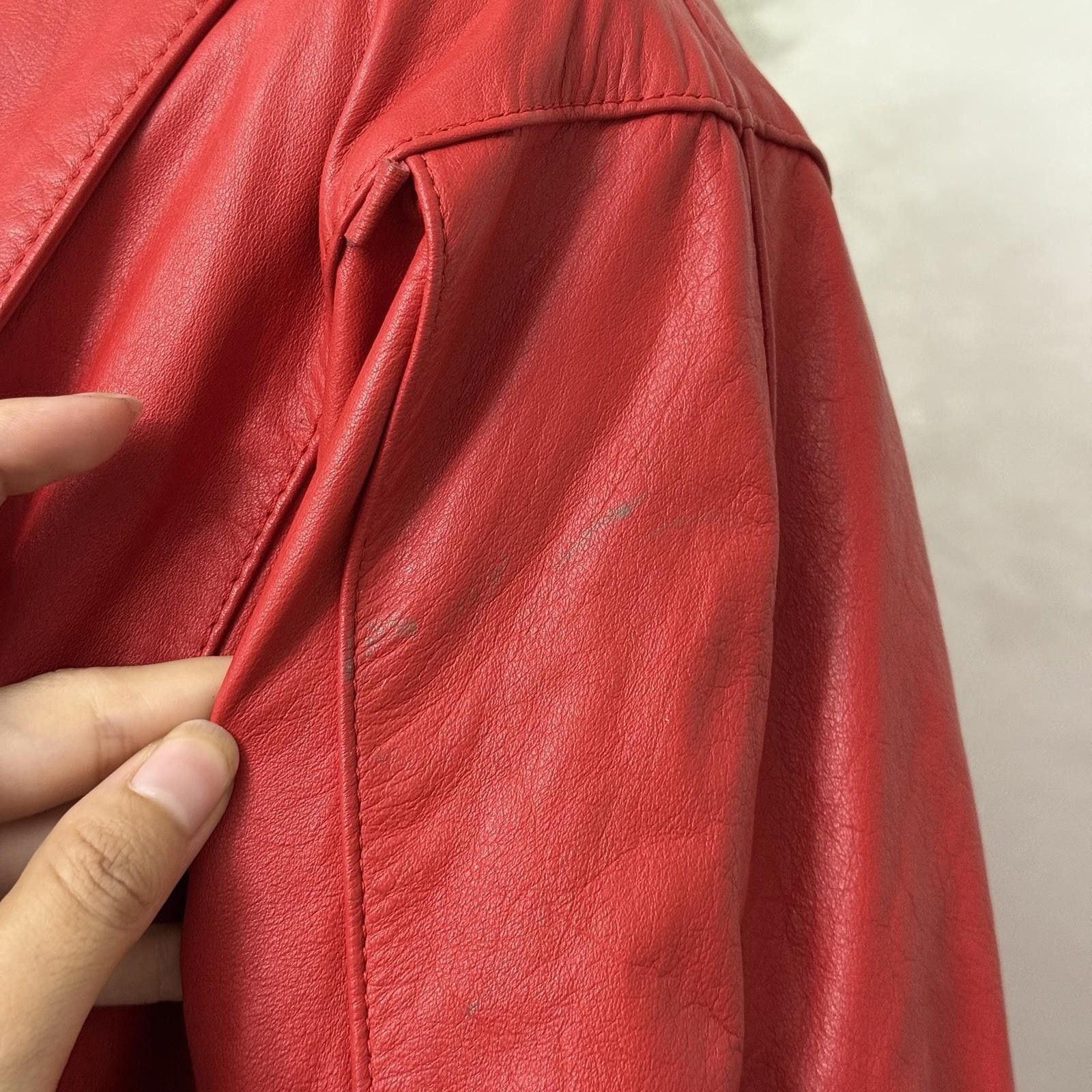 Designer G3 Red Leather Korean Jacket Medium Size M / US 6-8 / IT 42-44 - 4 Thumbnail