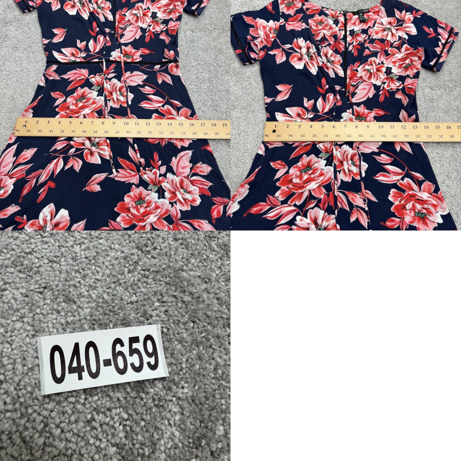 AQUA Aqua Floral Mini Dress Women M Navy Pink V-Neck Rayon Boho A-Line Short Sleeve Casual Beach Bohemian Flower Knit Pattern Multicolor Dress Size M / US 6-8 / IT 42-44 - 9 Thumbnail