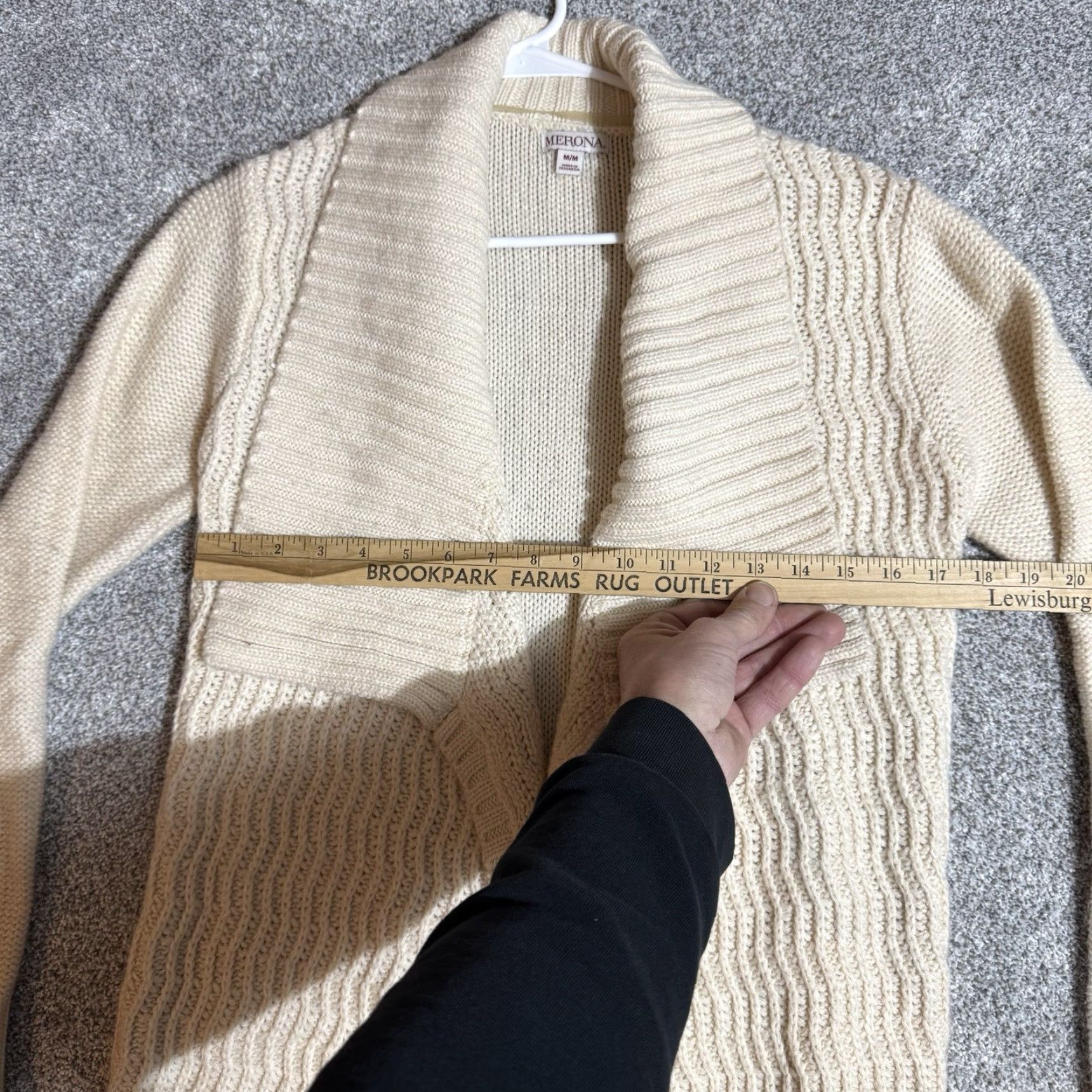 Merona Merona Cardigan Sweater Women M Open Front Cozy Shawl Collar Ivory 100% Acrylic Knit Regular Vintage? No (No) - exclude N/A. Size M / US 6-8 / IT 42-44 - 3 Thumbnail