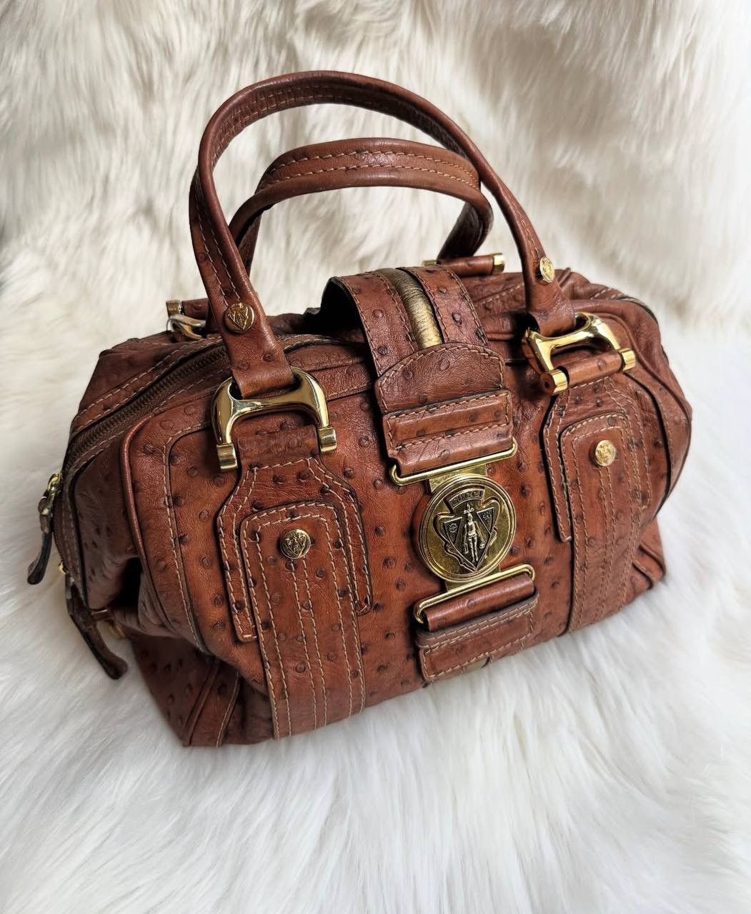 Gucci Gucci Ostrich Leather Speedy Brown Handle Bag Size ONE SIZE - 2 Thumbnail