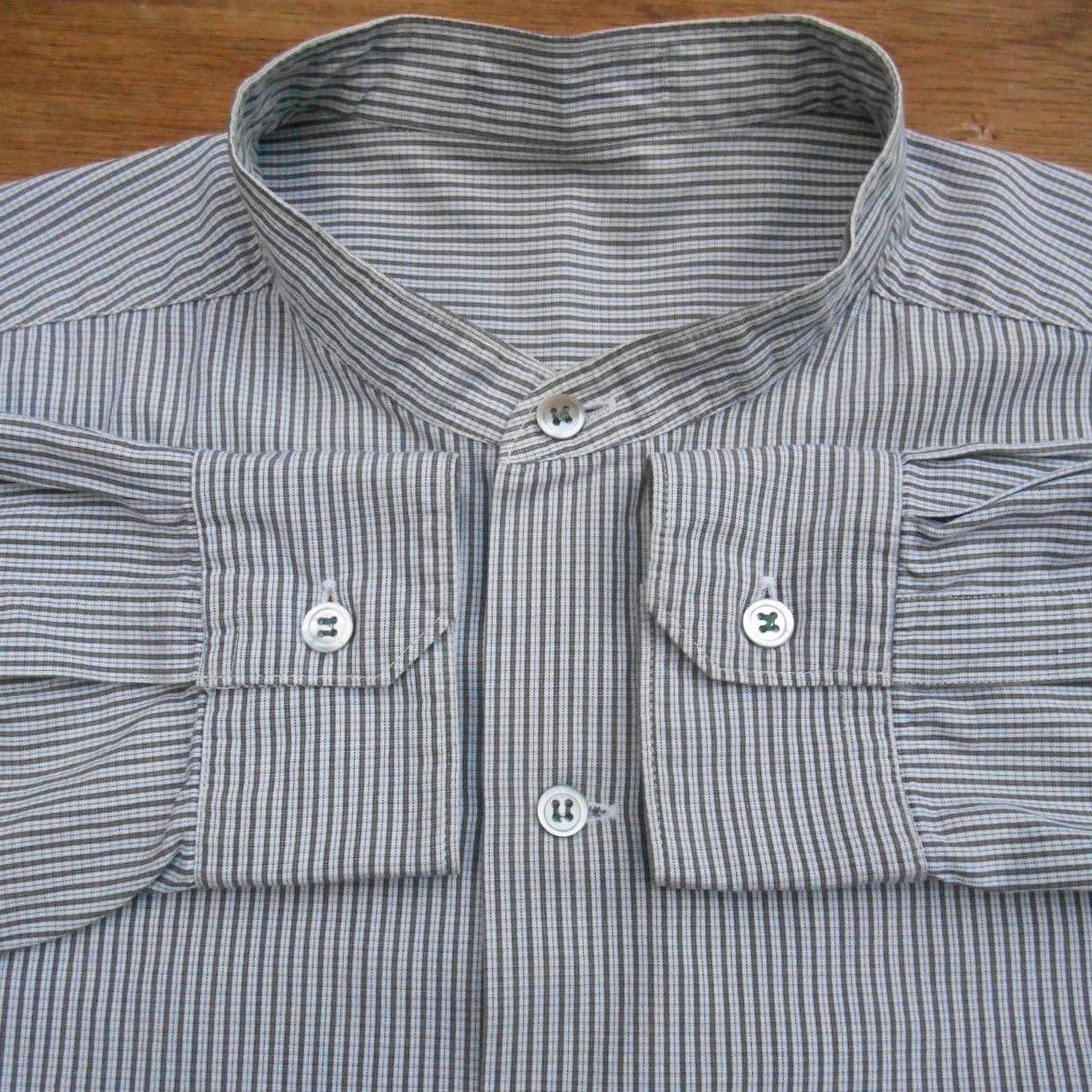 Yohji Yamamoto Y's For Men Striped Stand Collar Shirt Size US L / EU 52-54 / 3 - 4 Thumbnail