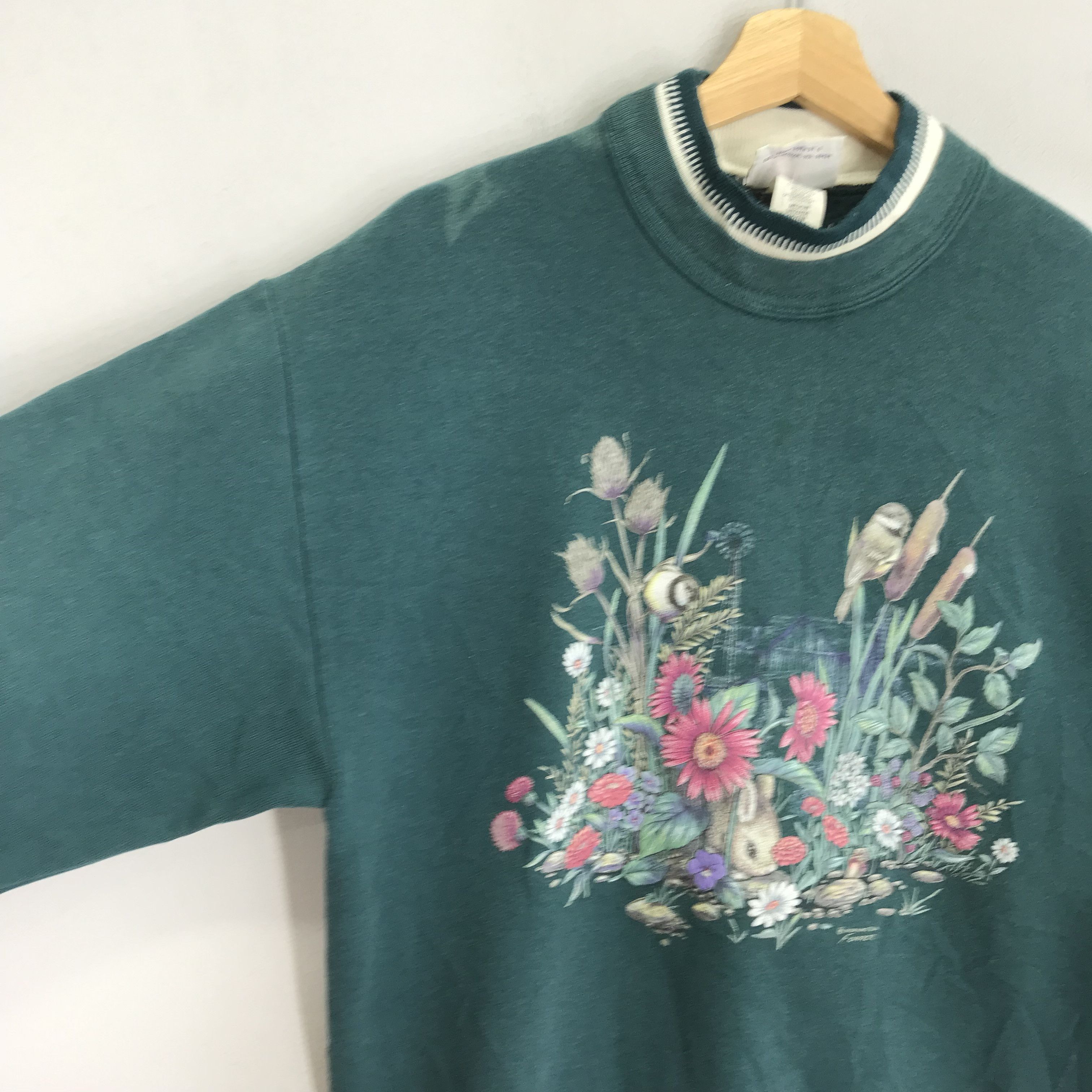 Vintage Vintage Morning Sun Floral Bird Green - 353 Size US M / EU 48-50 / 2 - 4 Thumbnail