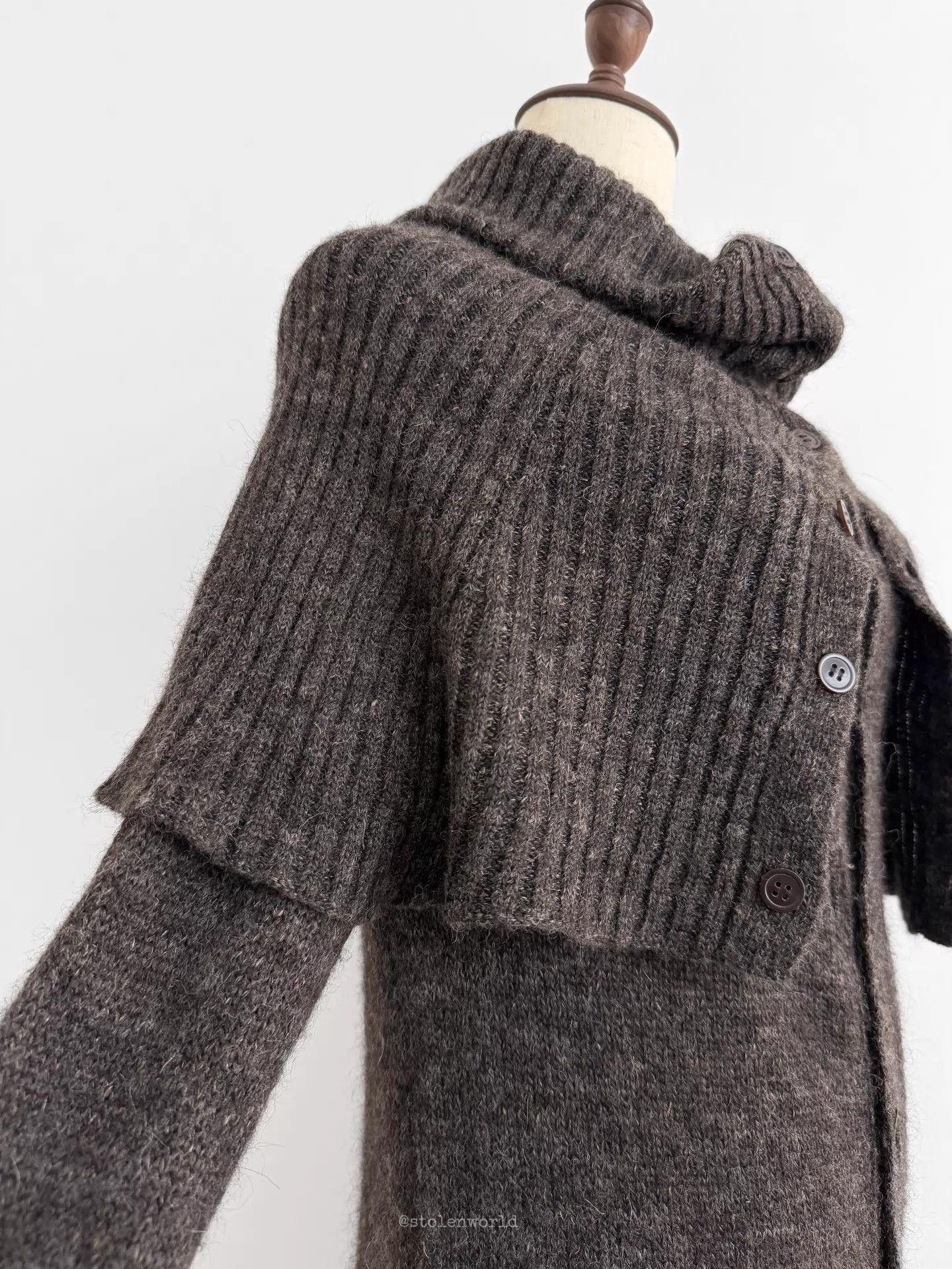 Y's Y's Folded Double Collar Wool Alpaca Blend Knit Top Size 2 Size XS / US 0-2 / IT 36-38 - 6 Thumbnail