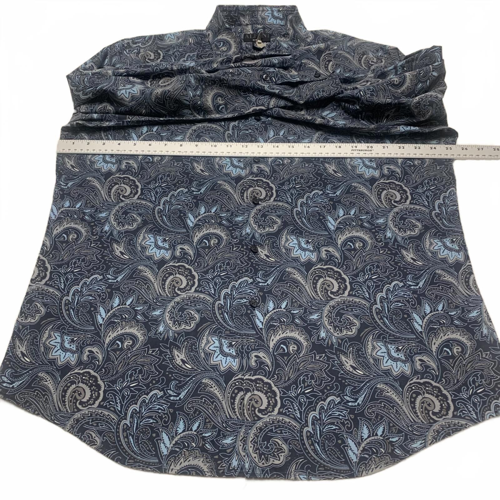 Alfani Alfani Men's XL Blue Paisley Print Long Sleeve Shirt Size US XL / EU 56 / 4 - 6 Thumbnail