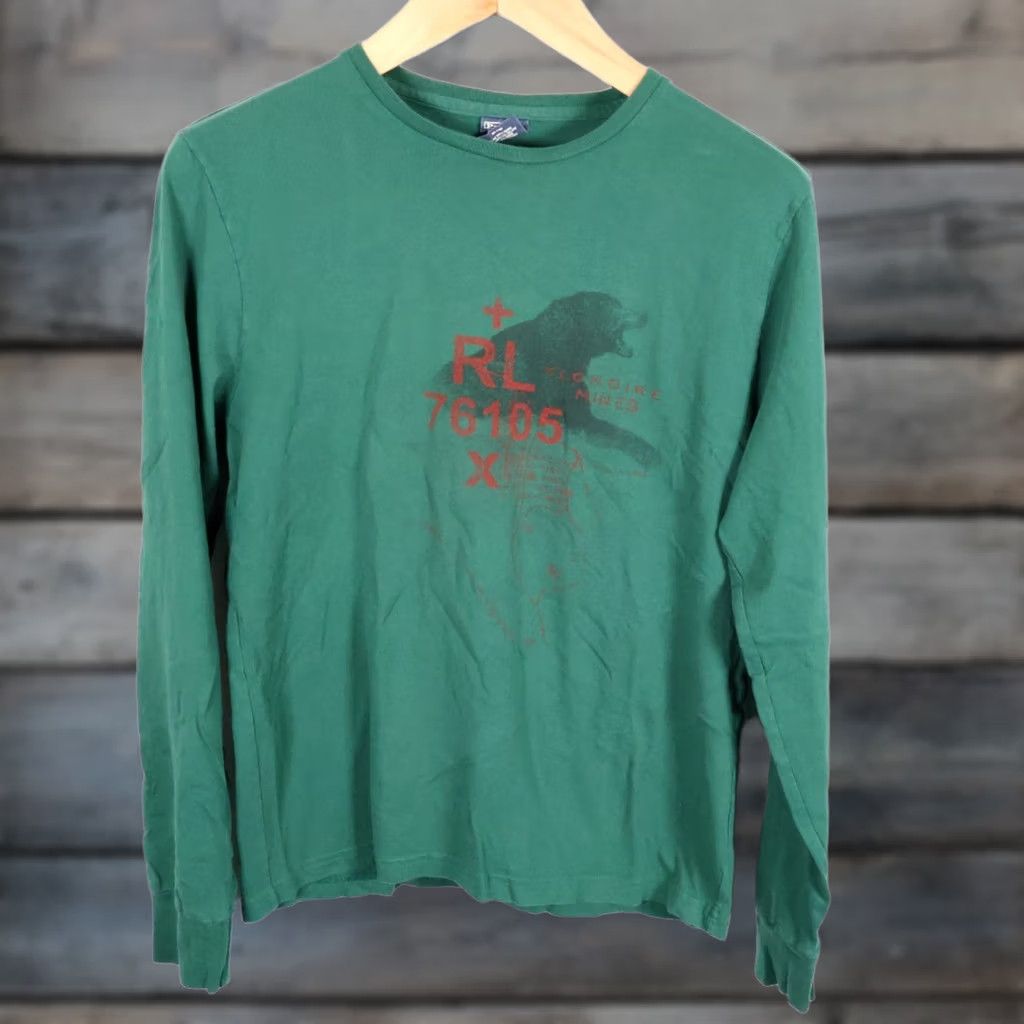 Polo Ralph Lauren VINTAGE Polo Ralph Lauren Long Sleeve T-Shirt Men's M Green Klondike Mines 90s Outdoor Graphic Print Shirt Mens Size US M / EU 48-50 / 2 - 1 Thumbnail
