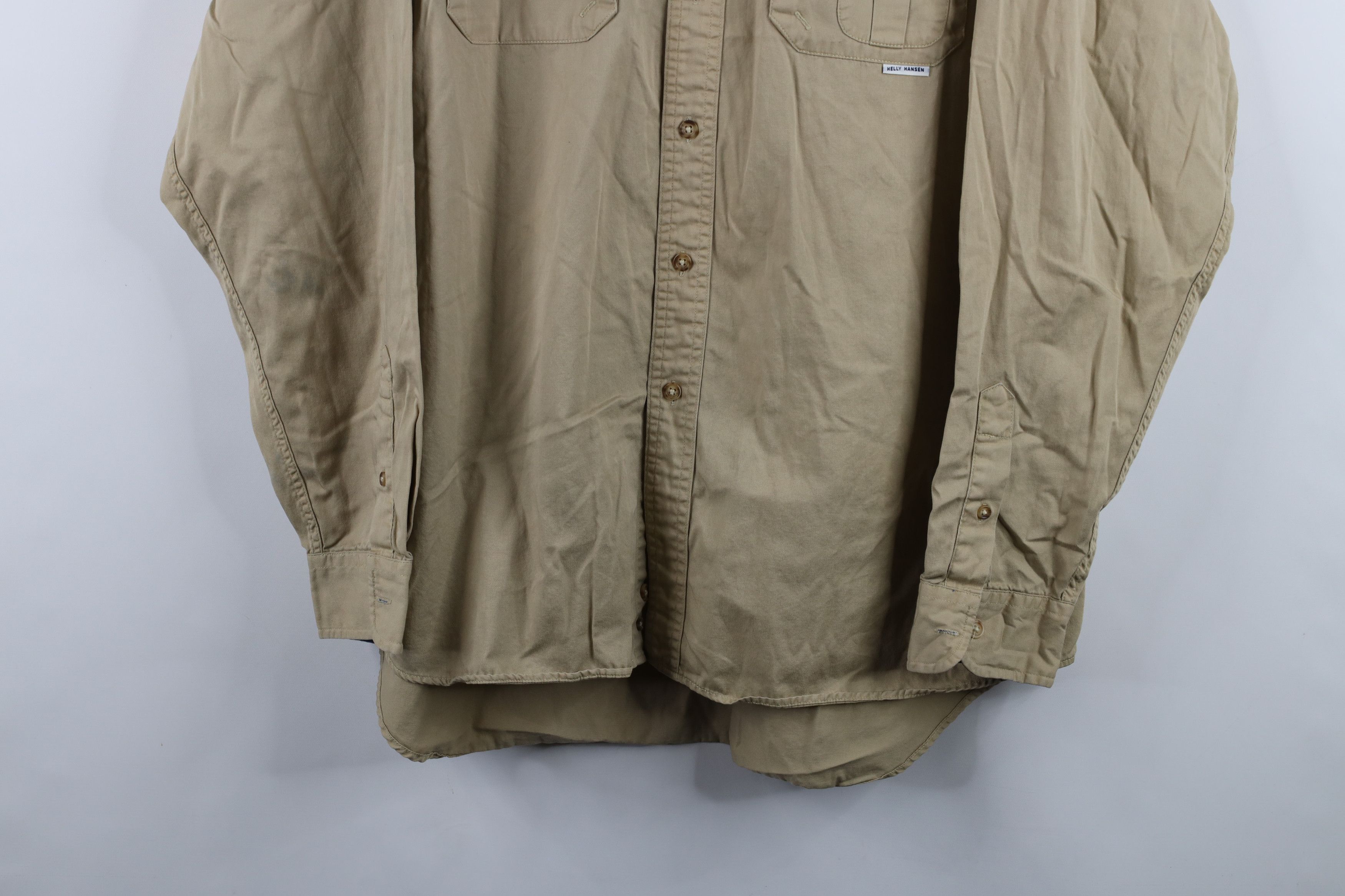 Helly Hansen × Vintage Vintage 90s Helly Hansen Spell Collared Button Shirt Beige Size US M / EU 48-50 / 2 - 3 Thumbnail