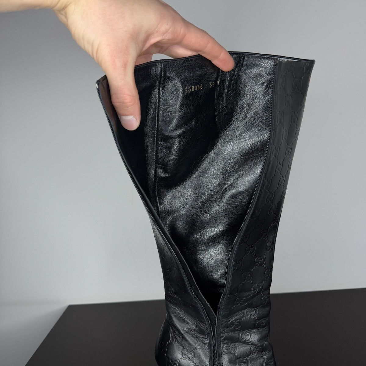 Gucci Gucci Monogram GG Black Leather High Hills Boots Y2K Size US 8 / IT 38 - 11 Thumbnail