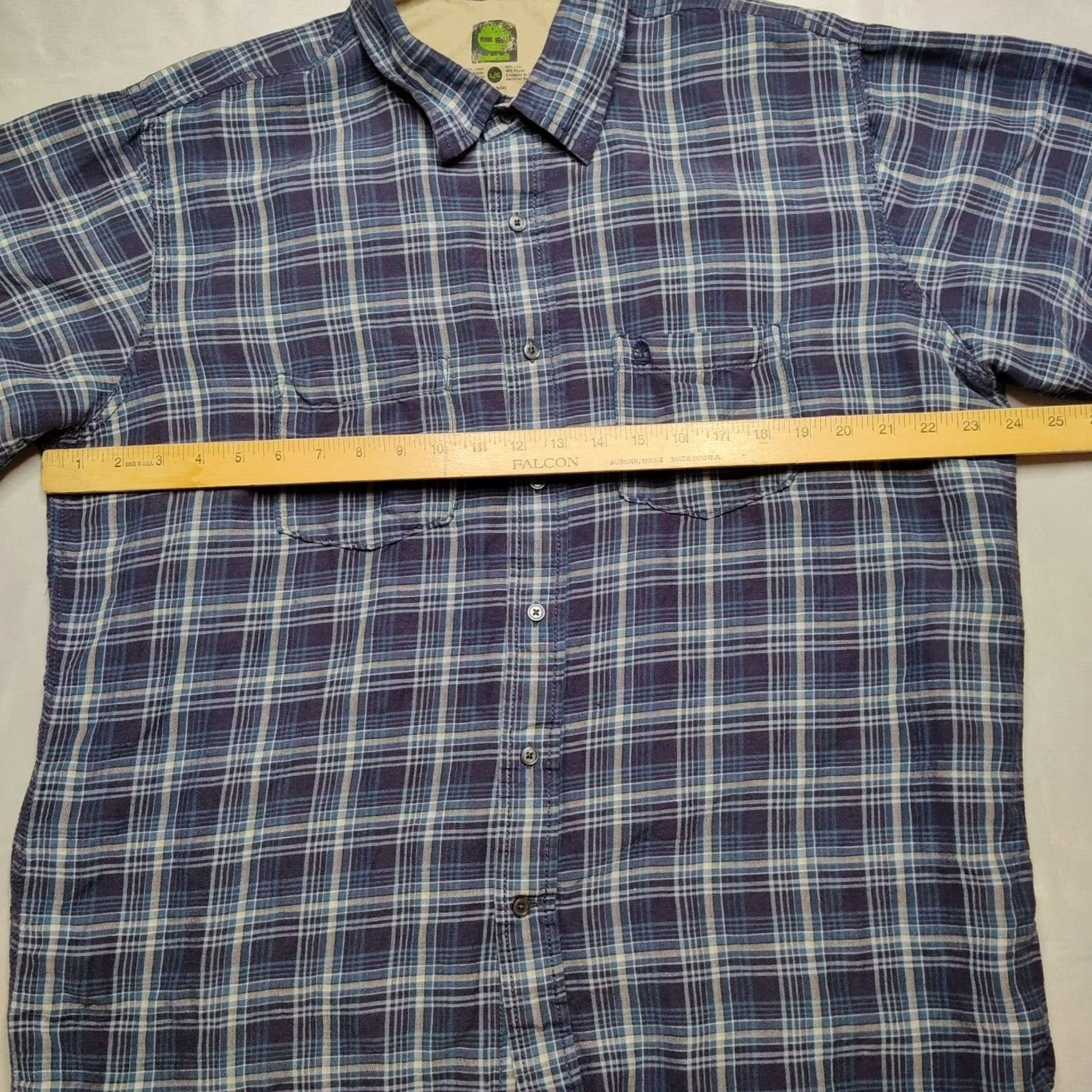 Timberland Timberland Button-Up Shirt LINEN Blue Plaid Short Sleeve Men L Size US L / EU 52-54 / 3 - 7 Thumbnail