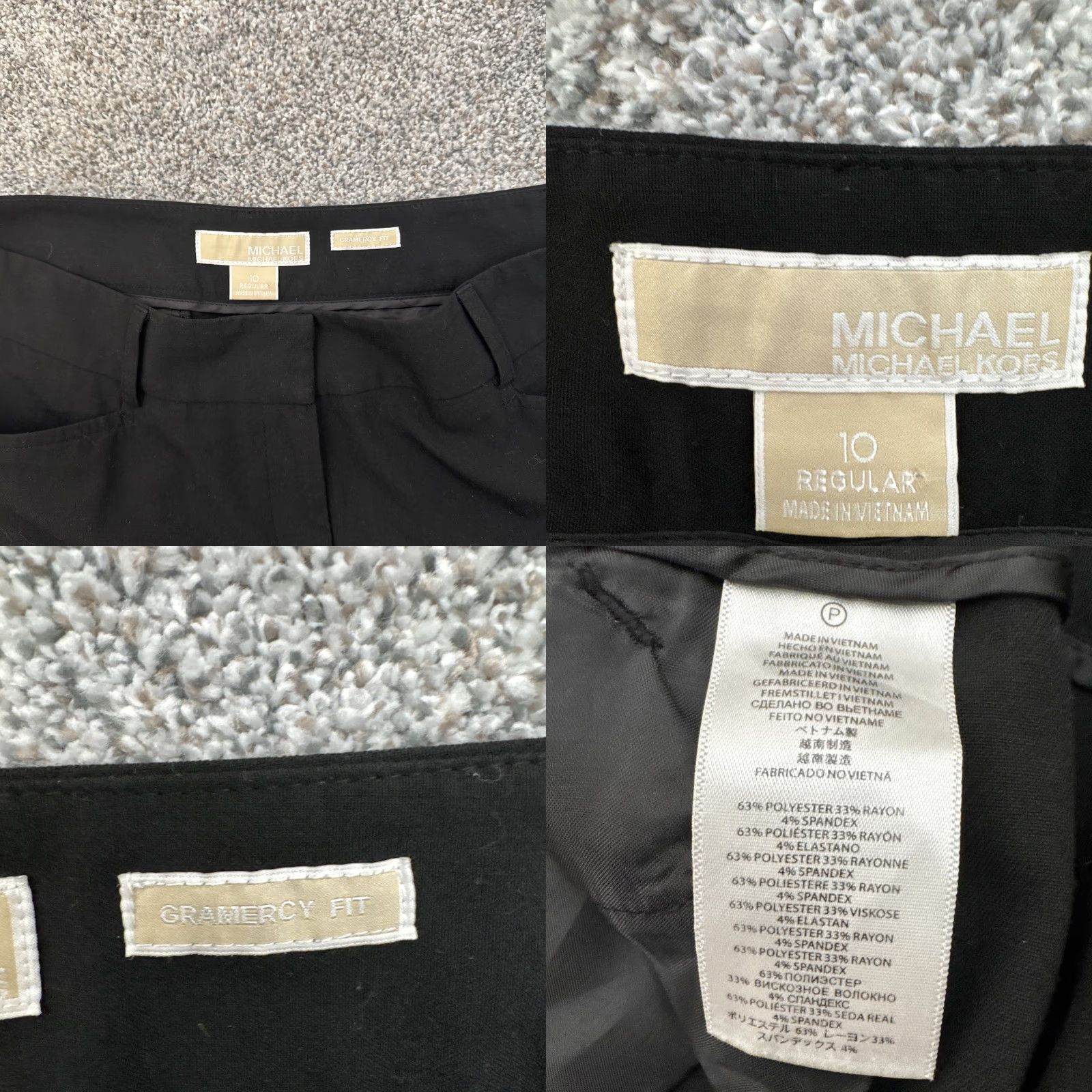 Michael Kors Michael Kors Gramercy Fit Dress Pants Women's 10 Black Polyester Rayon Spandex Dress Pants Career Office Casual Chic City Preppy Pockets Comfort Size 32" / US 10 / IT 46 - 8 Thumbnail