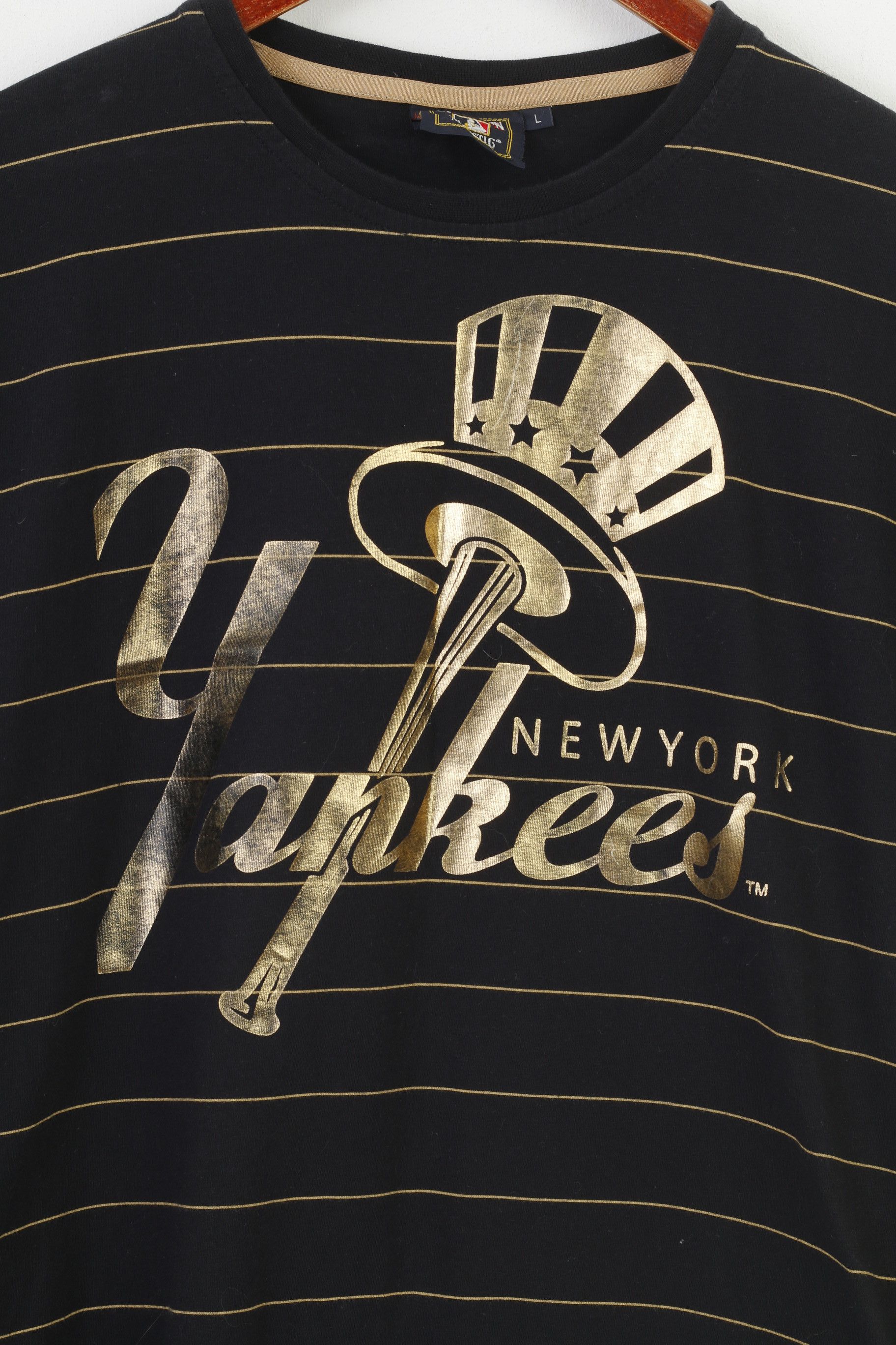 Cooperstown Collection Cooperstown Men L T-Shirt Black Cotton Gold Striped 10337 Size US L / EU 52-54 / 3 - 4 Thumbnail