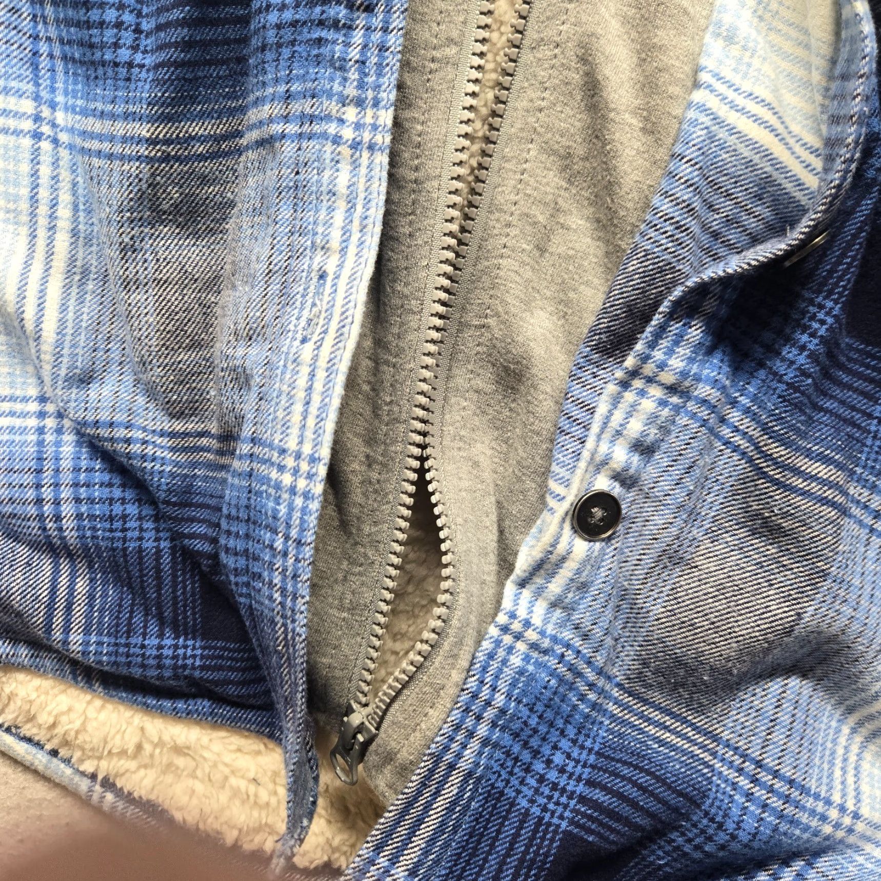 Vintage Natural Men's Blue Plaid Button-Up Jacket - Lined, Flannel, 2XL/XXL, Cotton, Casual, Regular Fit Size US M / EU 48-50 / 2 - 6 Thumbnail